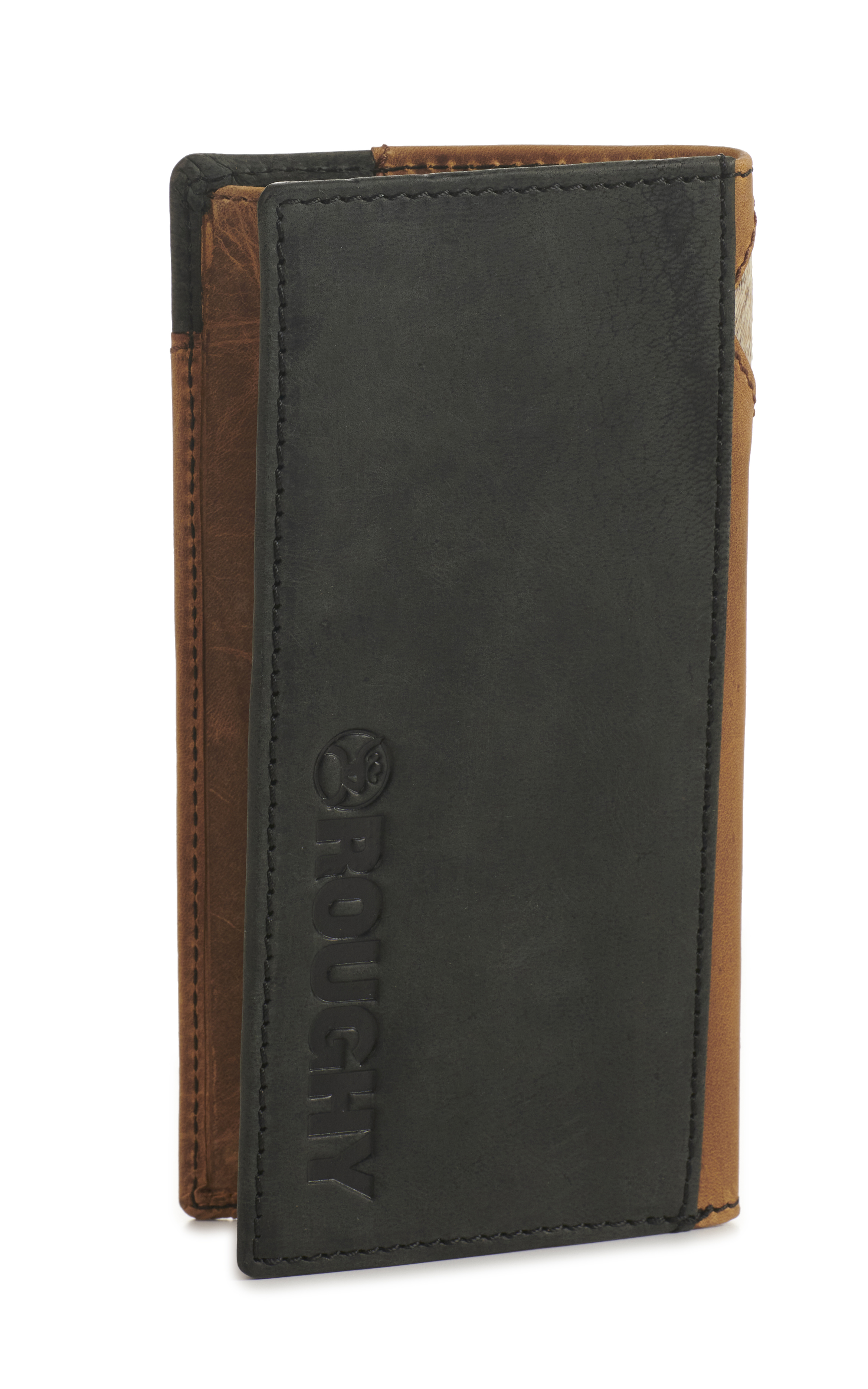 Hooey Men's Tan and Black with Diamond Patchwork Cowhide Rodeo Wallet / Checkbook Cover - Image 1