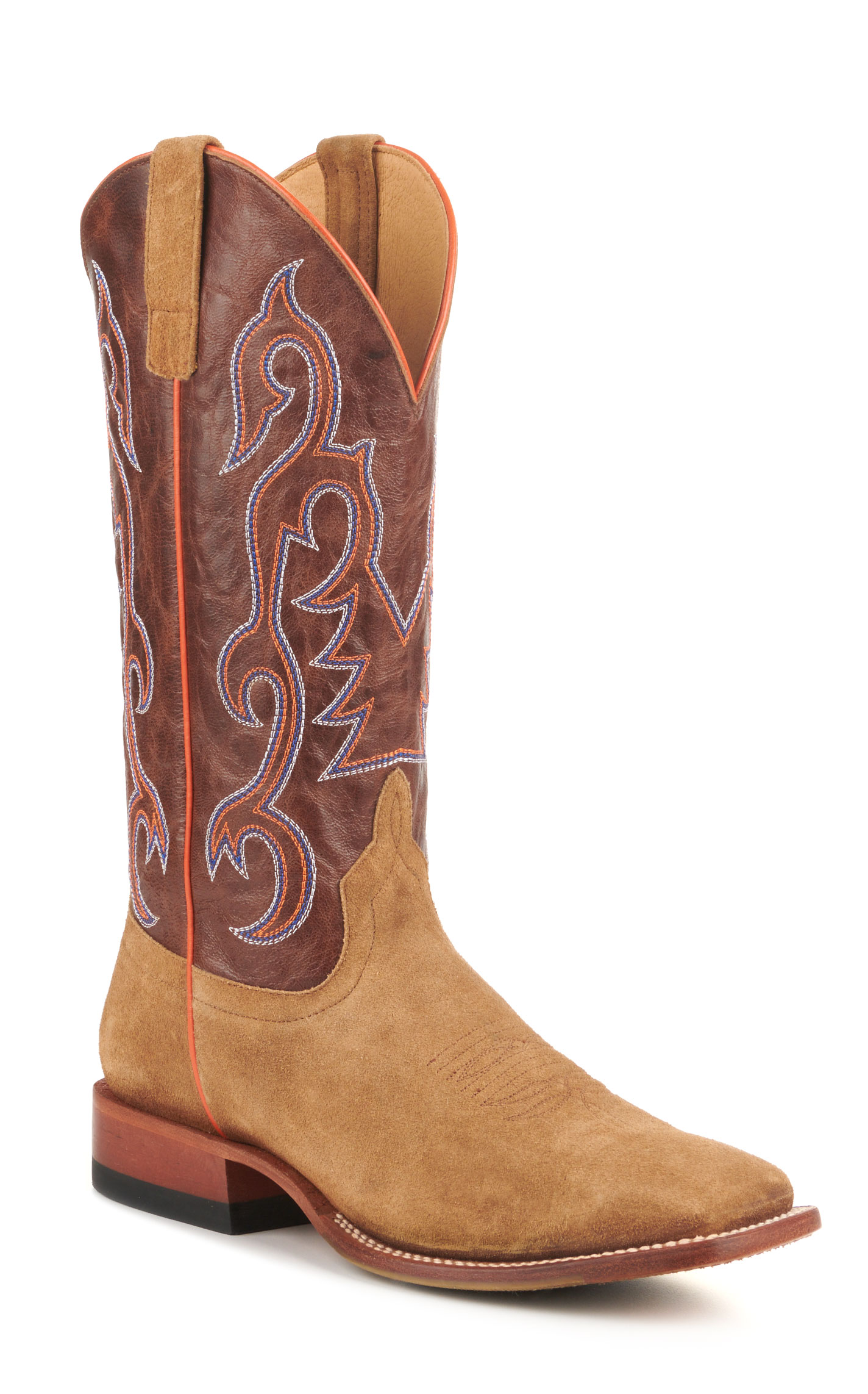Anderson Bean Men's Horse Power Camel Roughout and Chocolate Wide Square Toe Cowboy Boots - Image 1