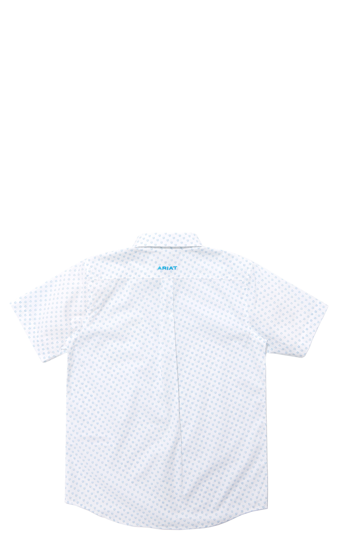 Ariat Boy's White & Blue Horseshoe Print Shirt - Image 1