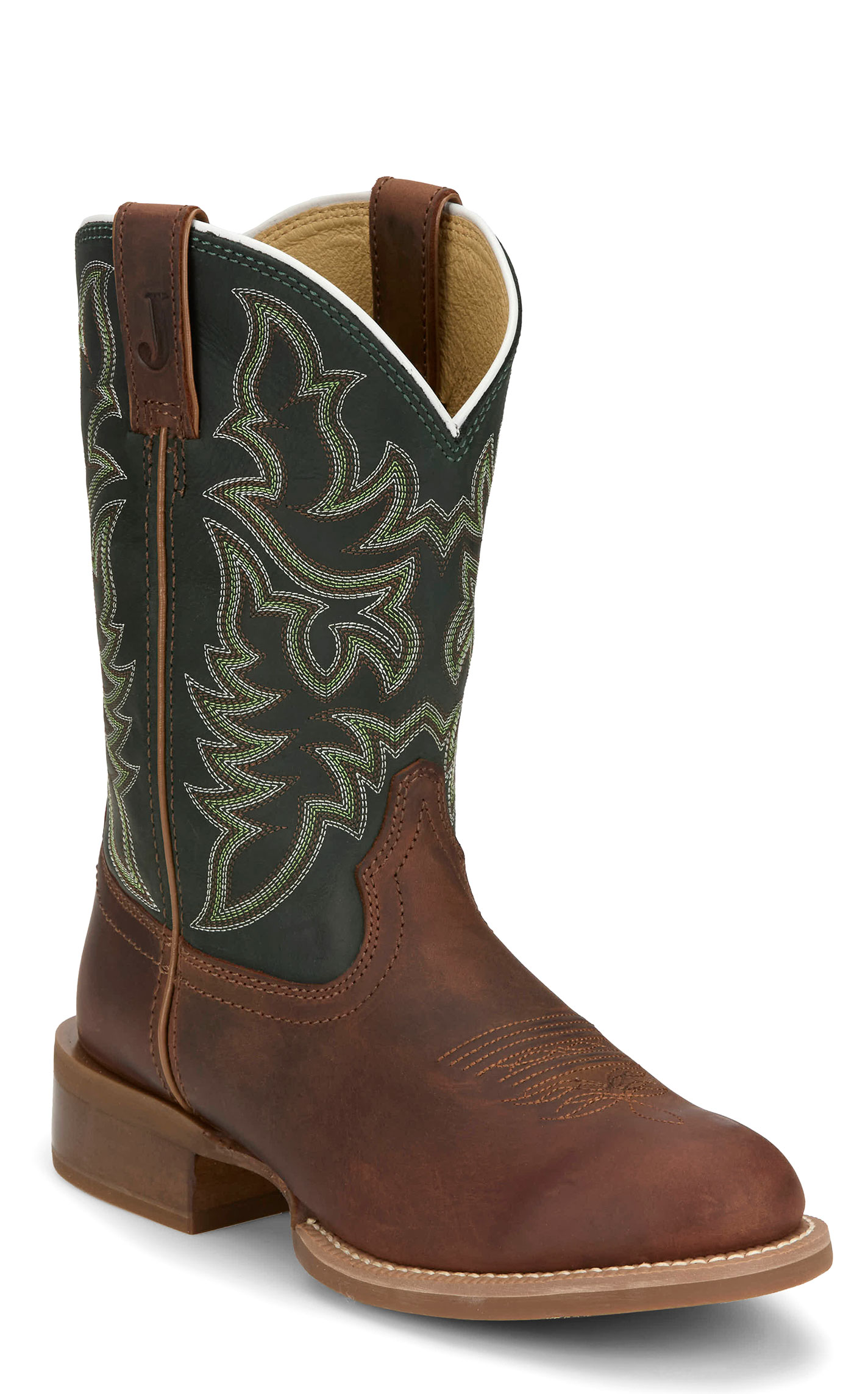 Cavender’s Men's 11” Brown & Dark Green Frontier Cowboy Boots - Image 1