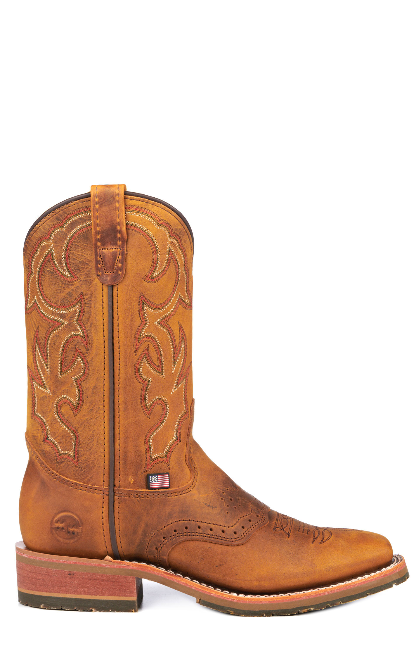 Double H Men's ICE Collection Old Town Folklore Brown Wide Square Toe Cowboy Boots - Image 1