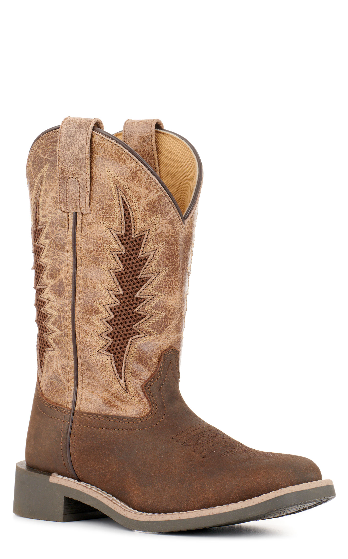 Smoky Mountain Youth Desperado Dark Walnut & Brown Vented Square Toe Cowboy Boots - Image 1