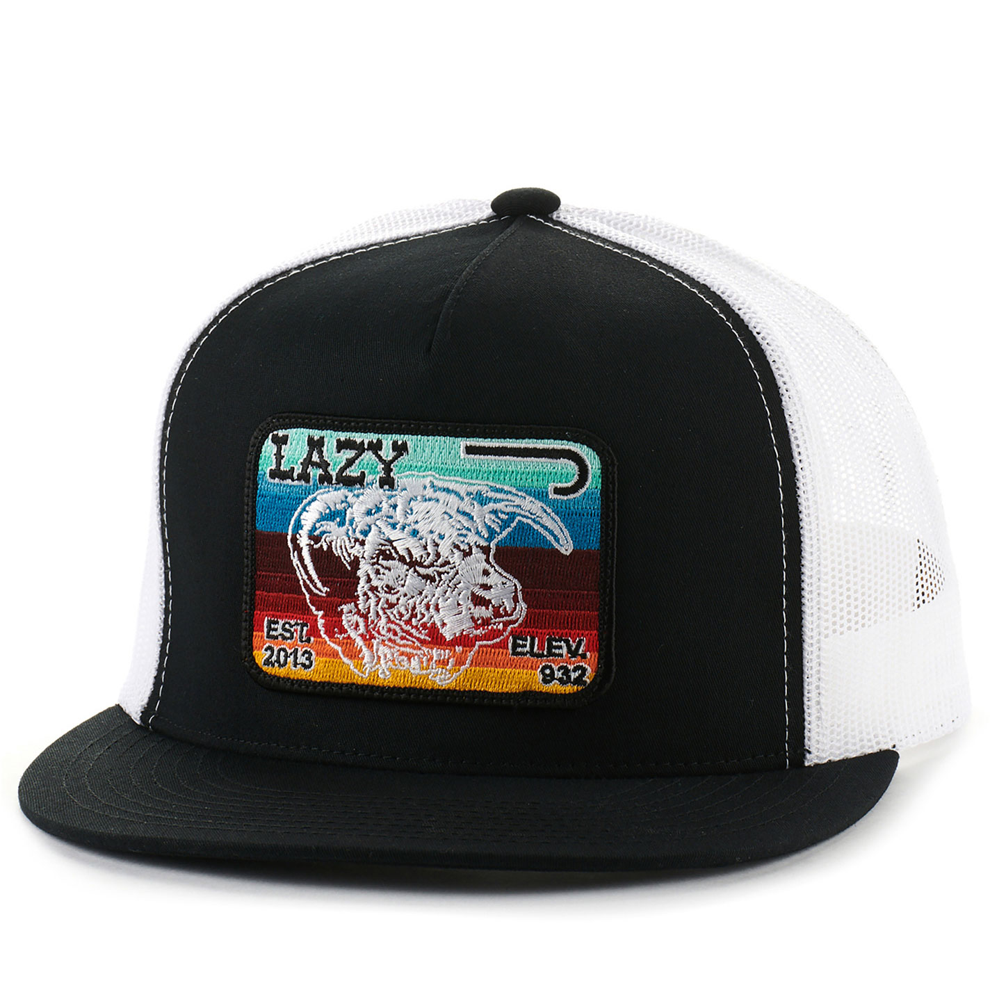 Lazy J Ranch Wear Black and White with Serape Elevation Patch Snapback Cap - Image 1