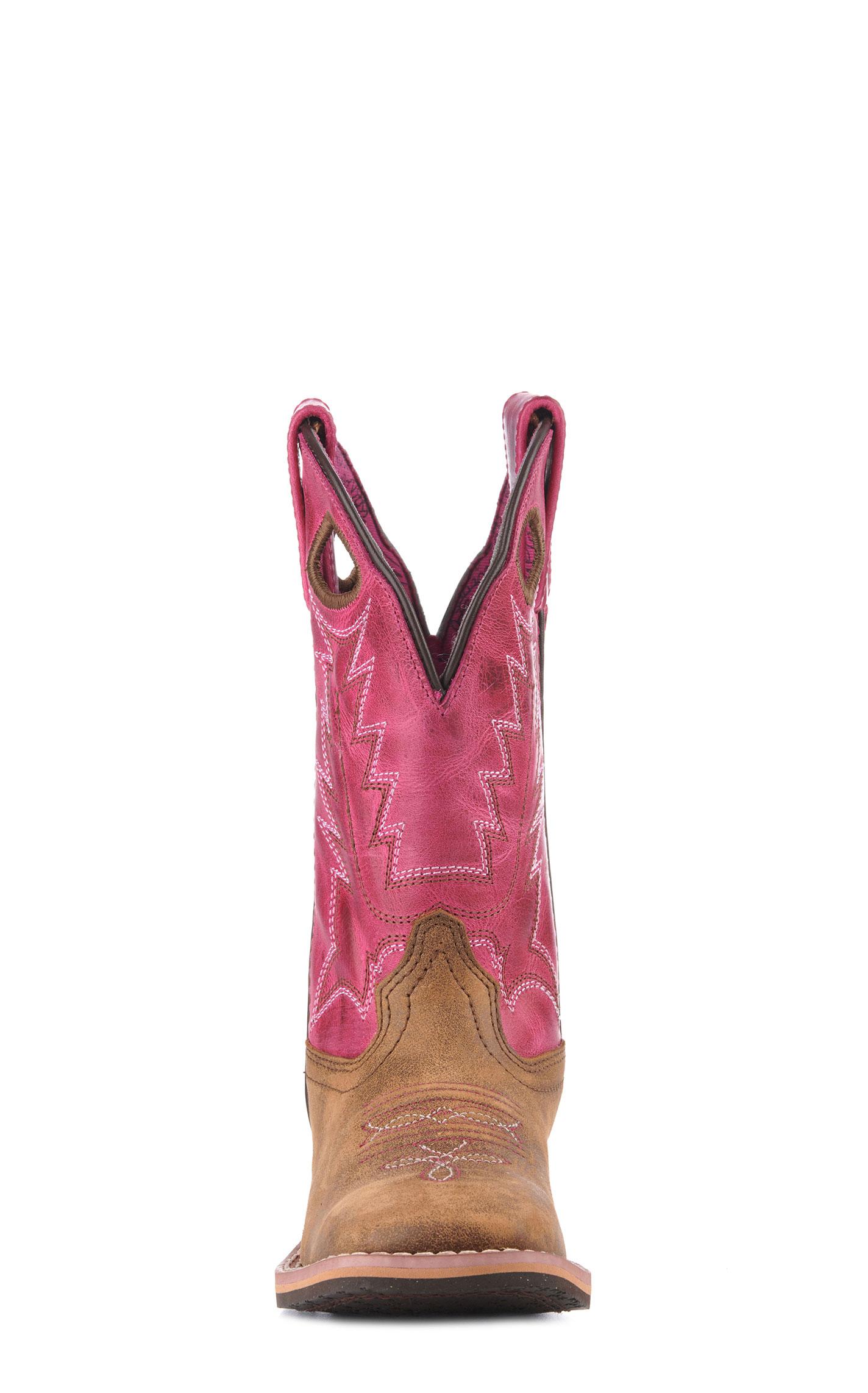 Smoky Mountain Kids Vintage Brown and Pink Square Toe Cowboy Boots - Image 1
