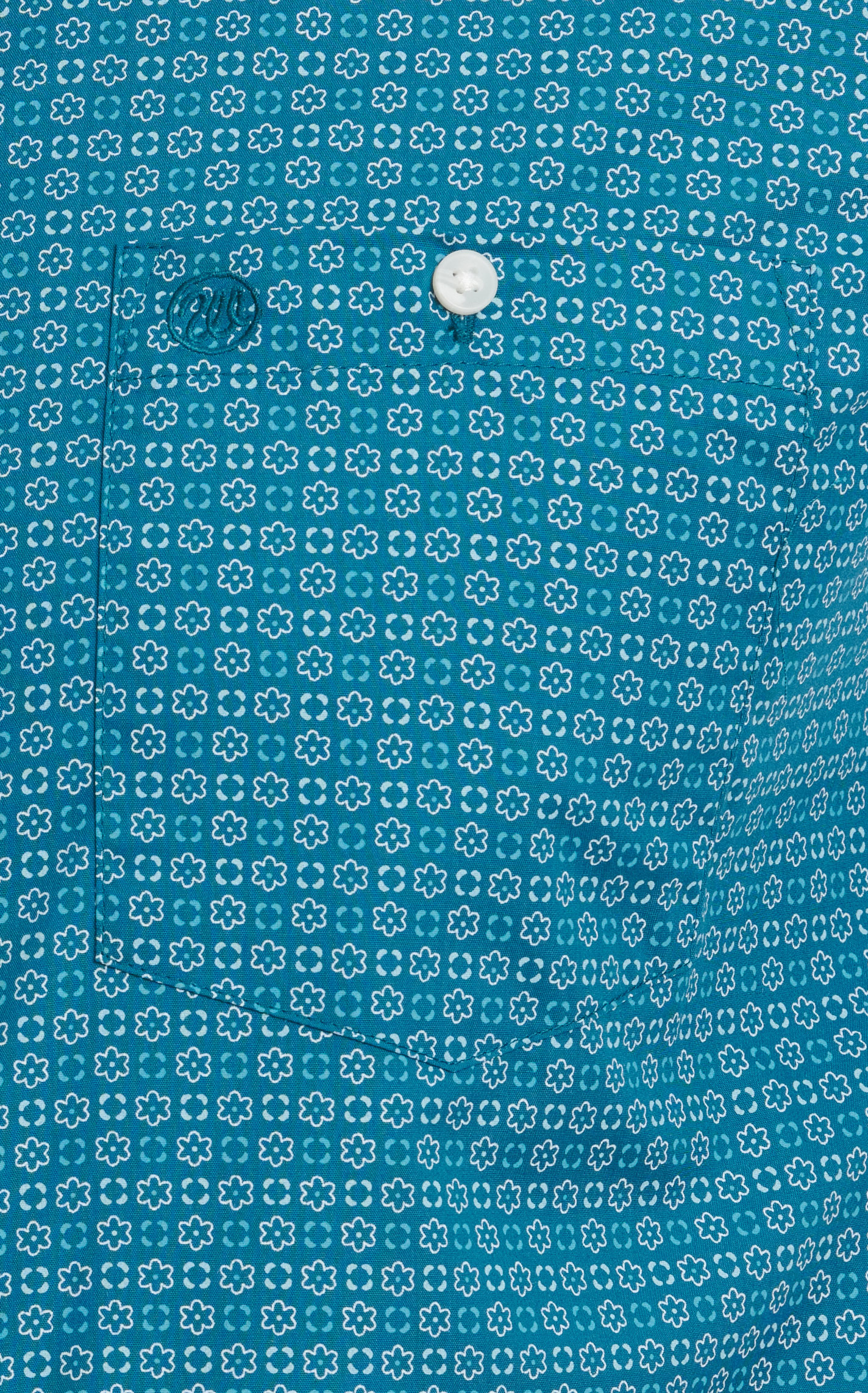 Wrangler Men's Teal & White Geo Print Relaxed Fit Western Shirt - Image 1