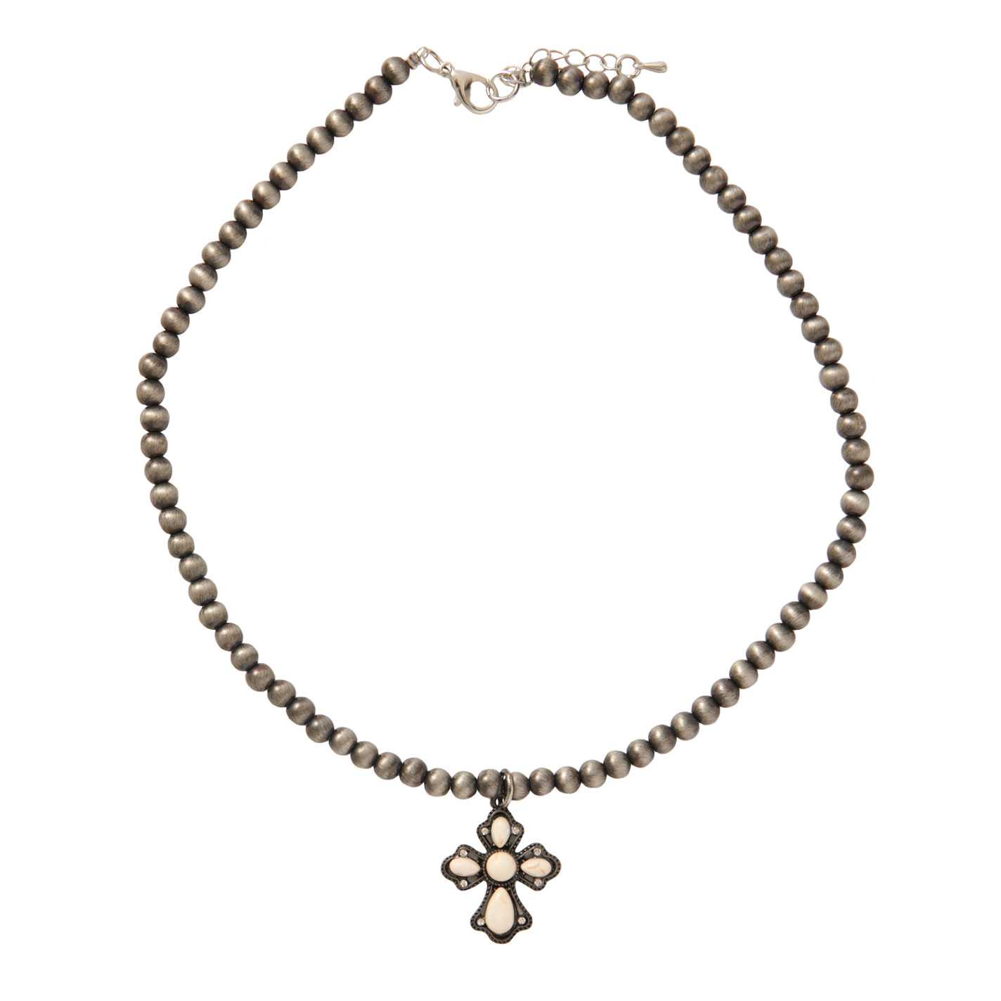 Rockin C Navajo Pearl Bead Cream Cross Necklace - Image 1