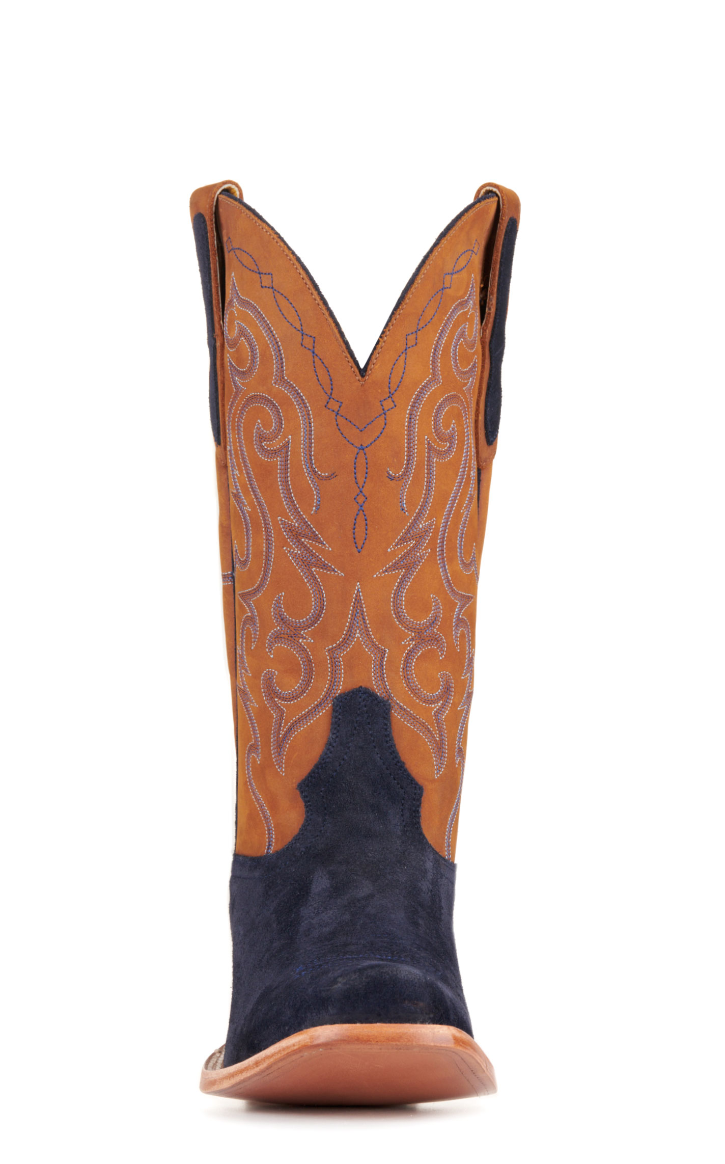 Cavender's Men's Indigo Blue Roughout and Rust Punchy Square Toe Cowboy Boots - Image 1