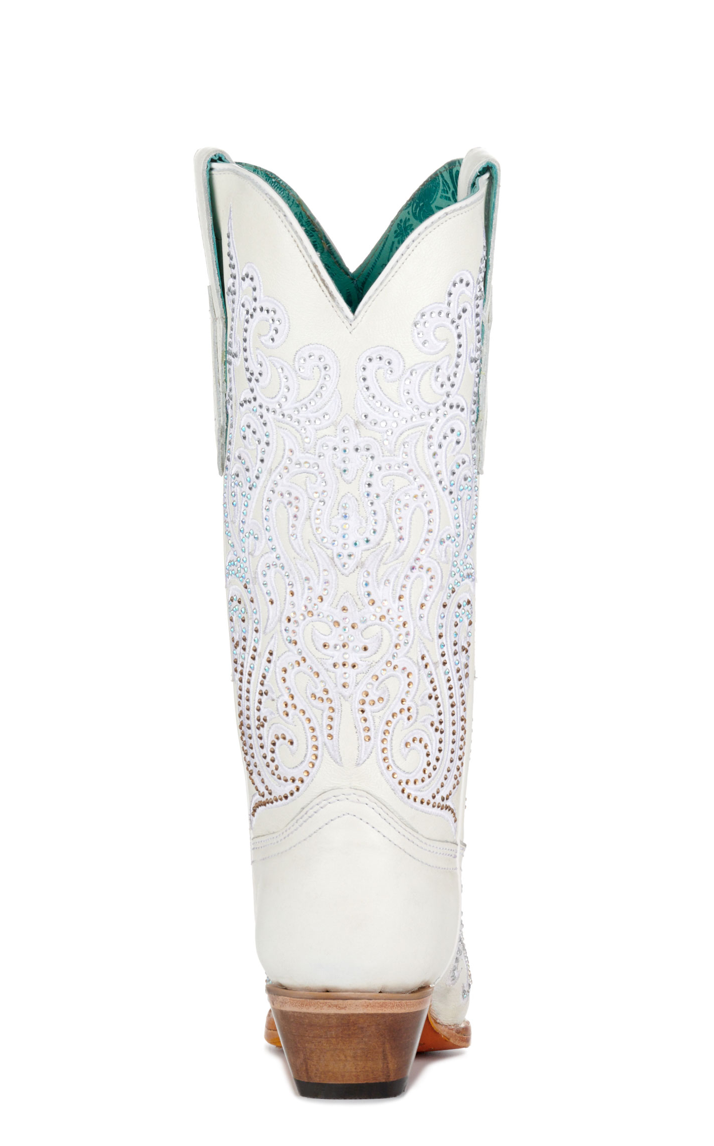 Corral Women's White with Embroidery & Crystals Snip Toe Cowboy Boots - Image 1