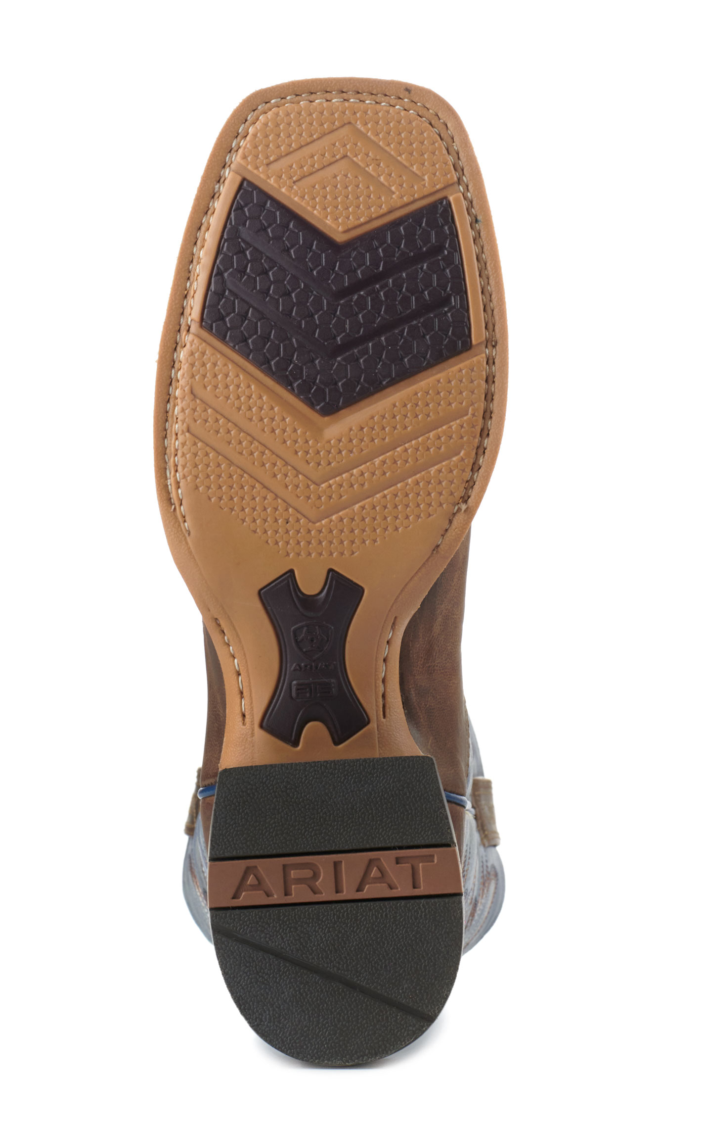 Ariat Men's Standout Brown and Cloud Blue Wide Square Toe Cowboy Boots - Image 1