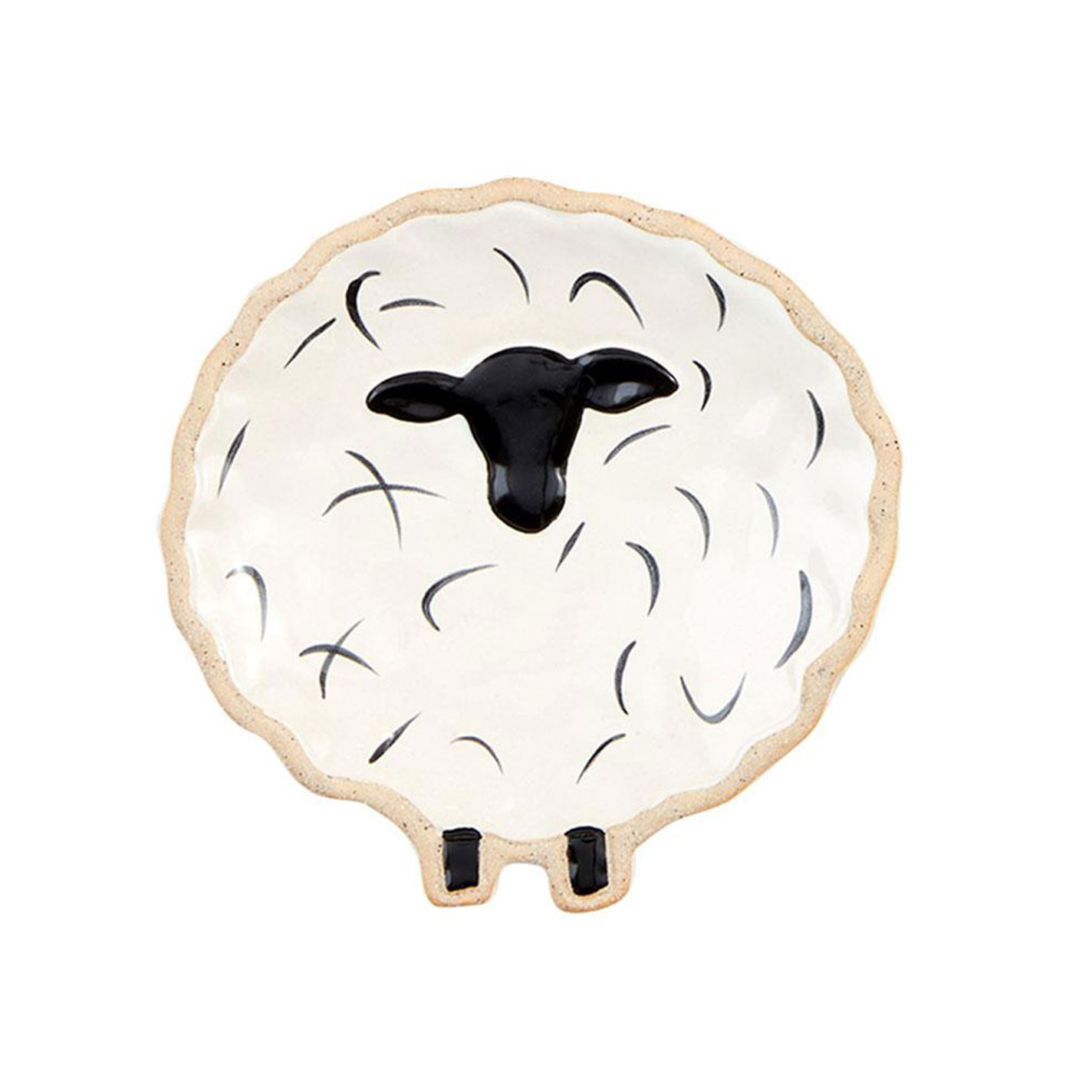 Mud Pie White & Black Sheep Tidbit Plate - Image 1