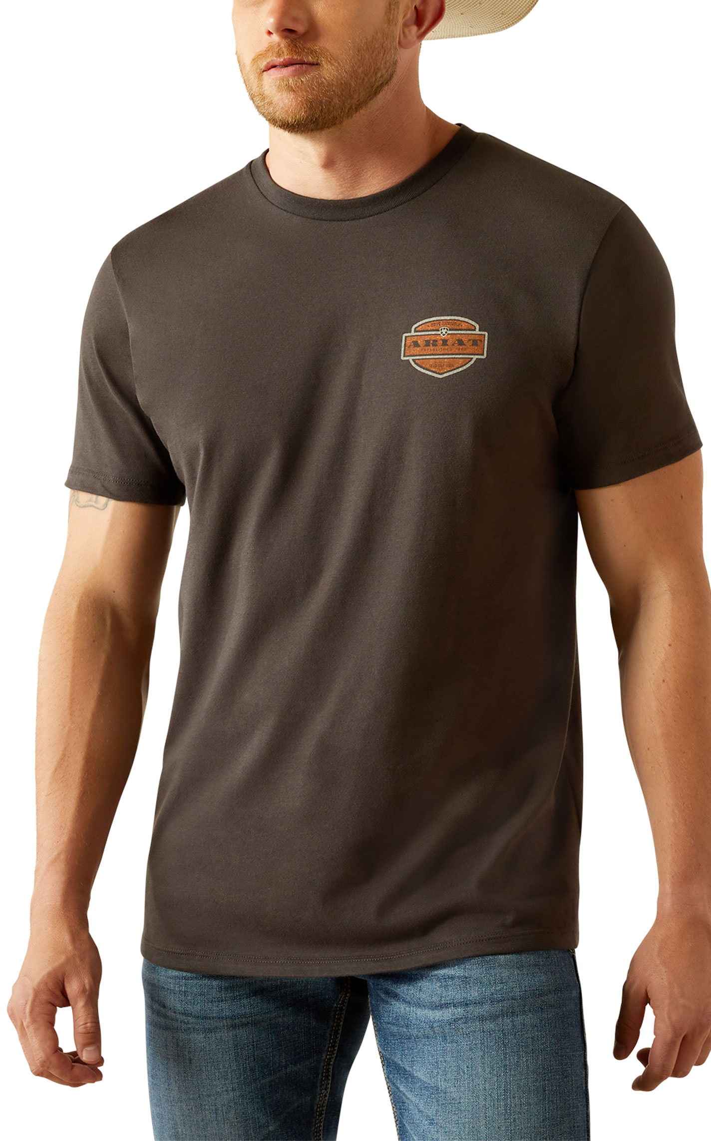 Ariat Men's Chocolate & Tangerine Geo Western Shirt - Image 1