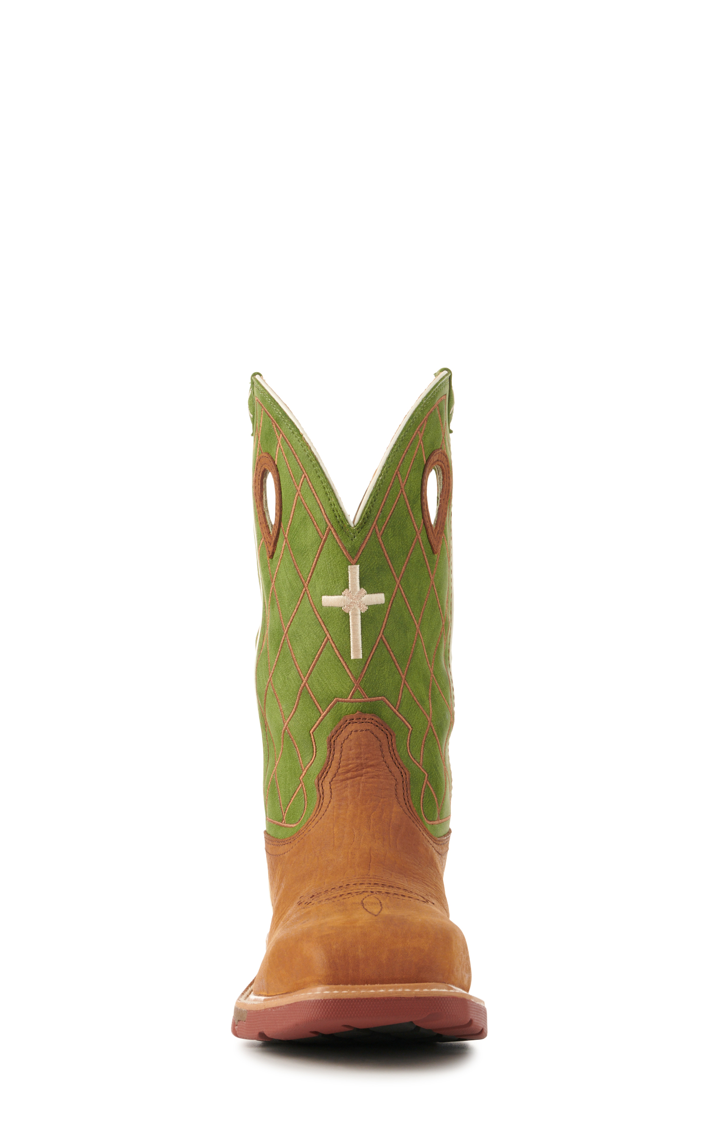 Twisted X Men's Latte and Green with Cross CellStretch Wide Composite Square Toe Work Boots - Image 1