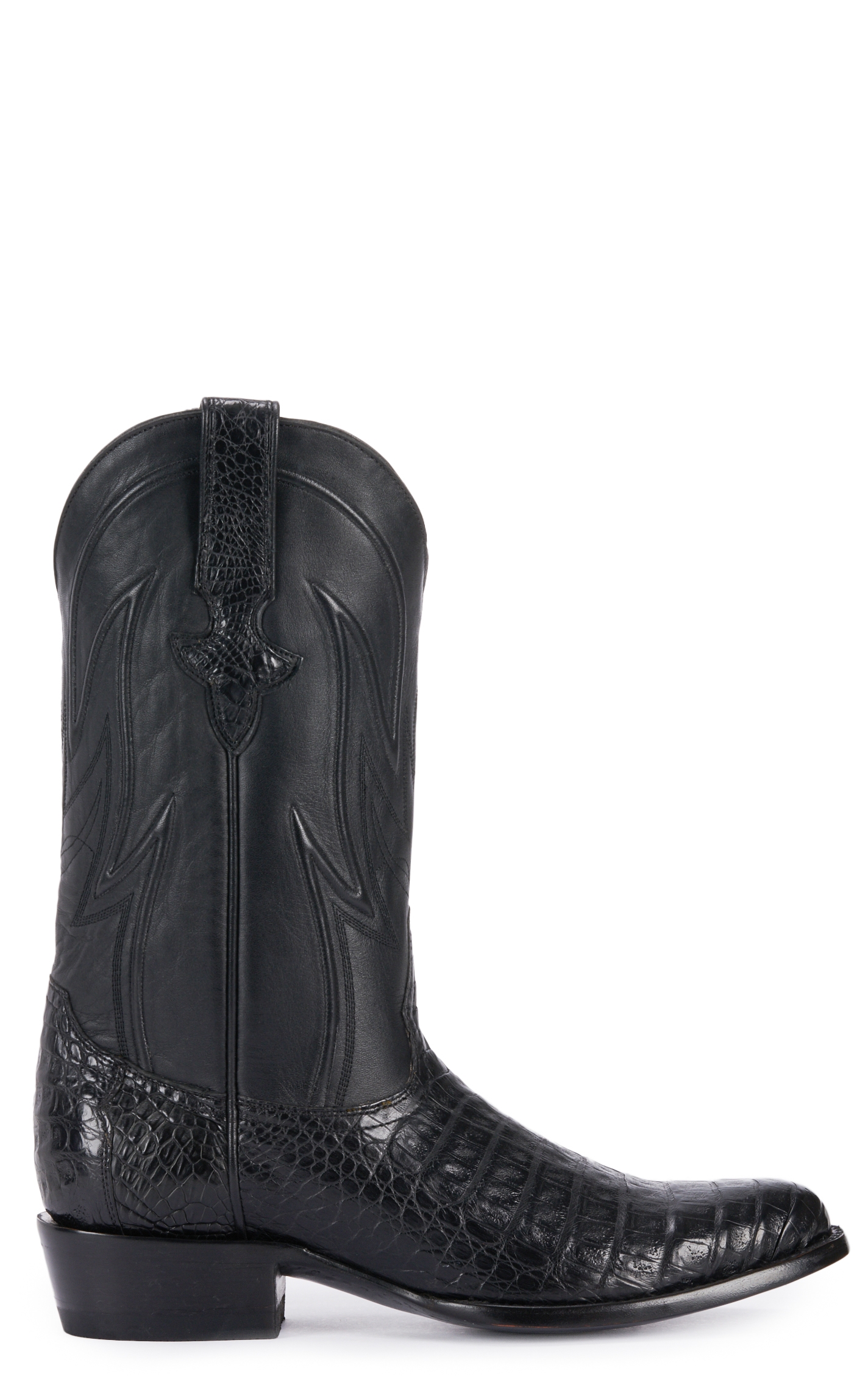 JRC & Sons Men's Weldon Caiman Belly Round Toe Exotic Cowboy Boot in Black - Image 1