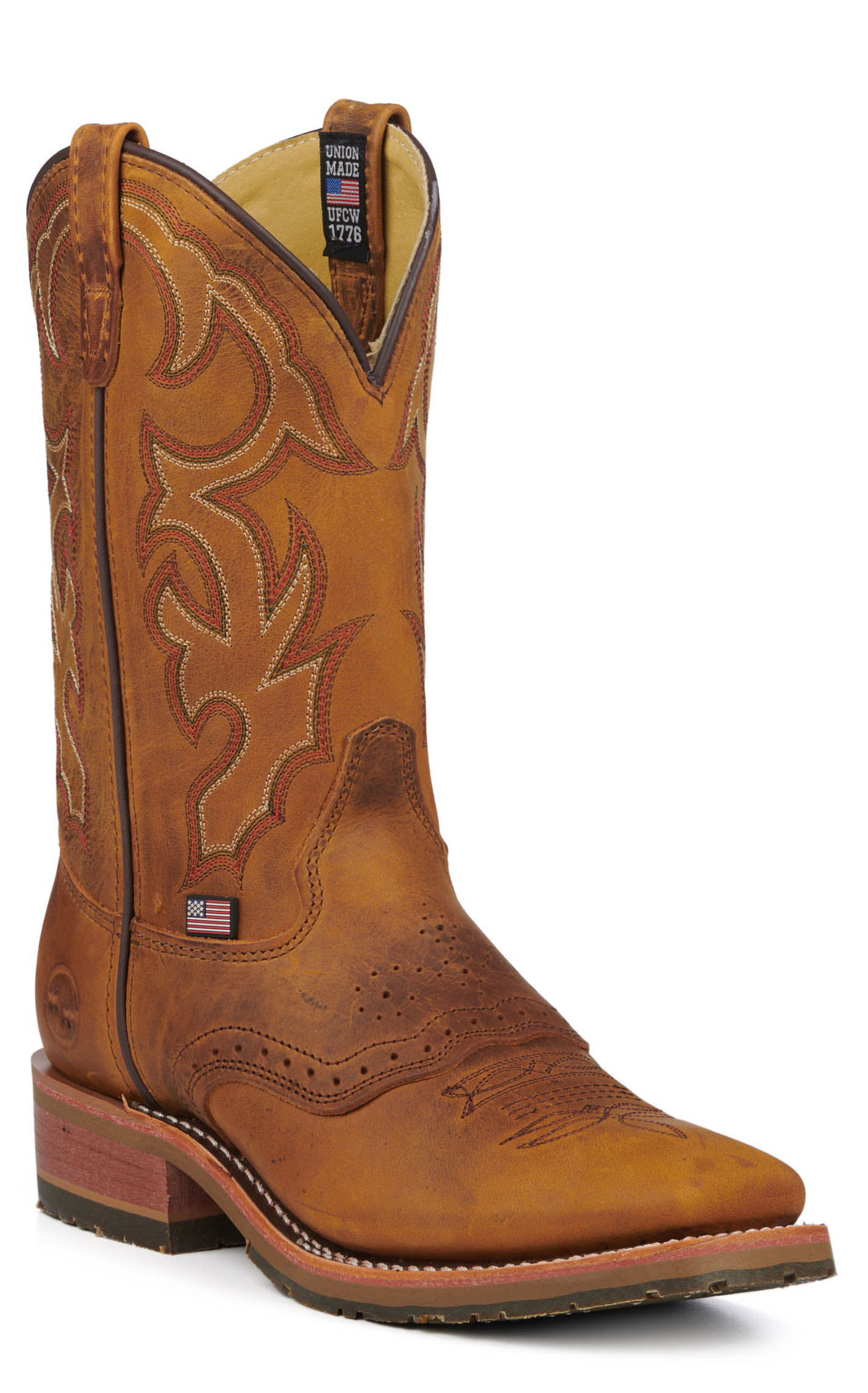 Double H Men's ICE Collection Old Town Folklore Brown Wide Square Toe Cowboy Boots - Image 1