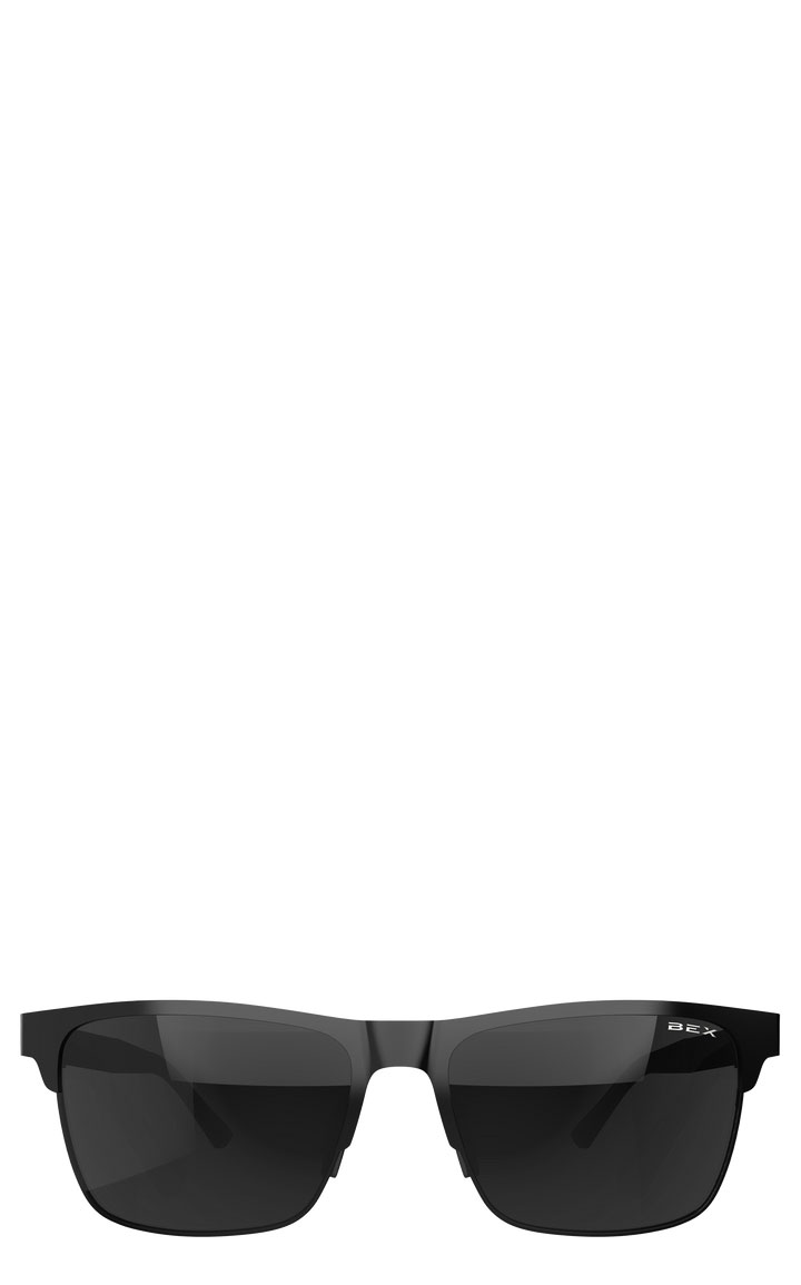 BEX Rockyt Lite Black Gray Square Half-Framed Lightweight Sunglasses - Image 1