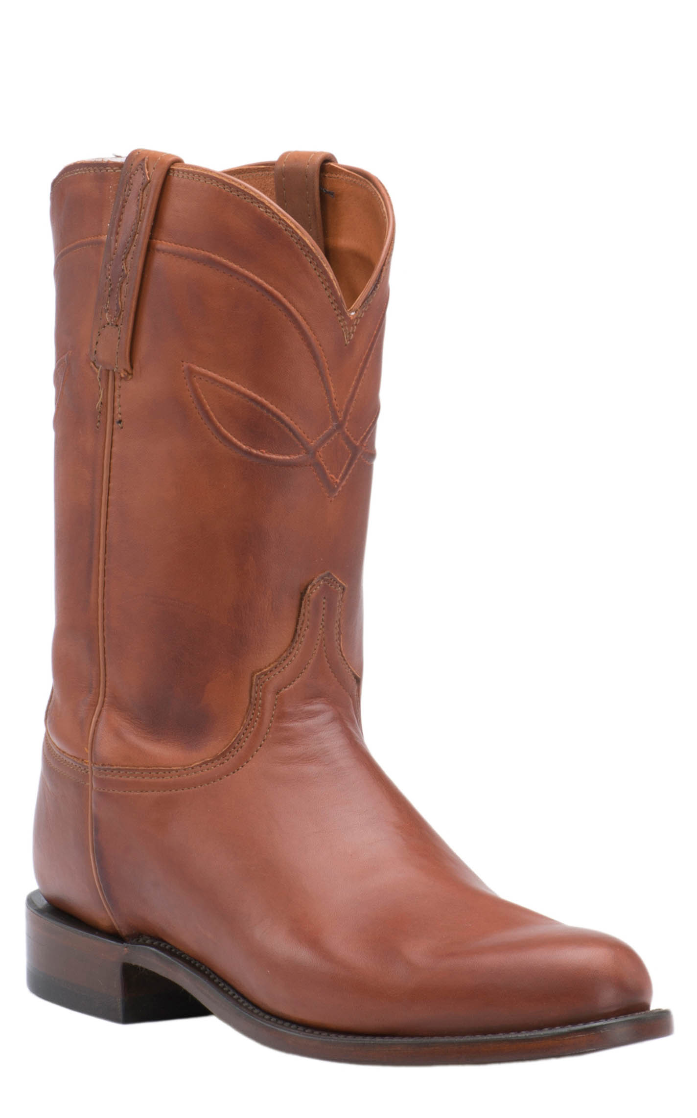 Lucchese Men's 1883 Cognac Burnished Ranch Hand Roper Boot - Image 1