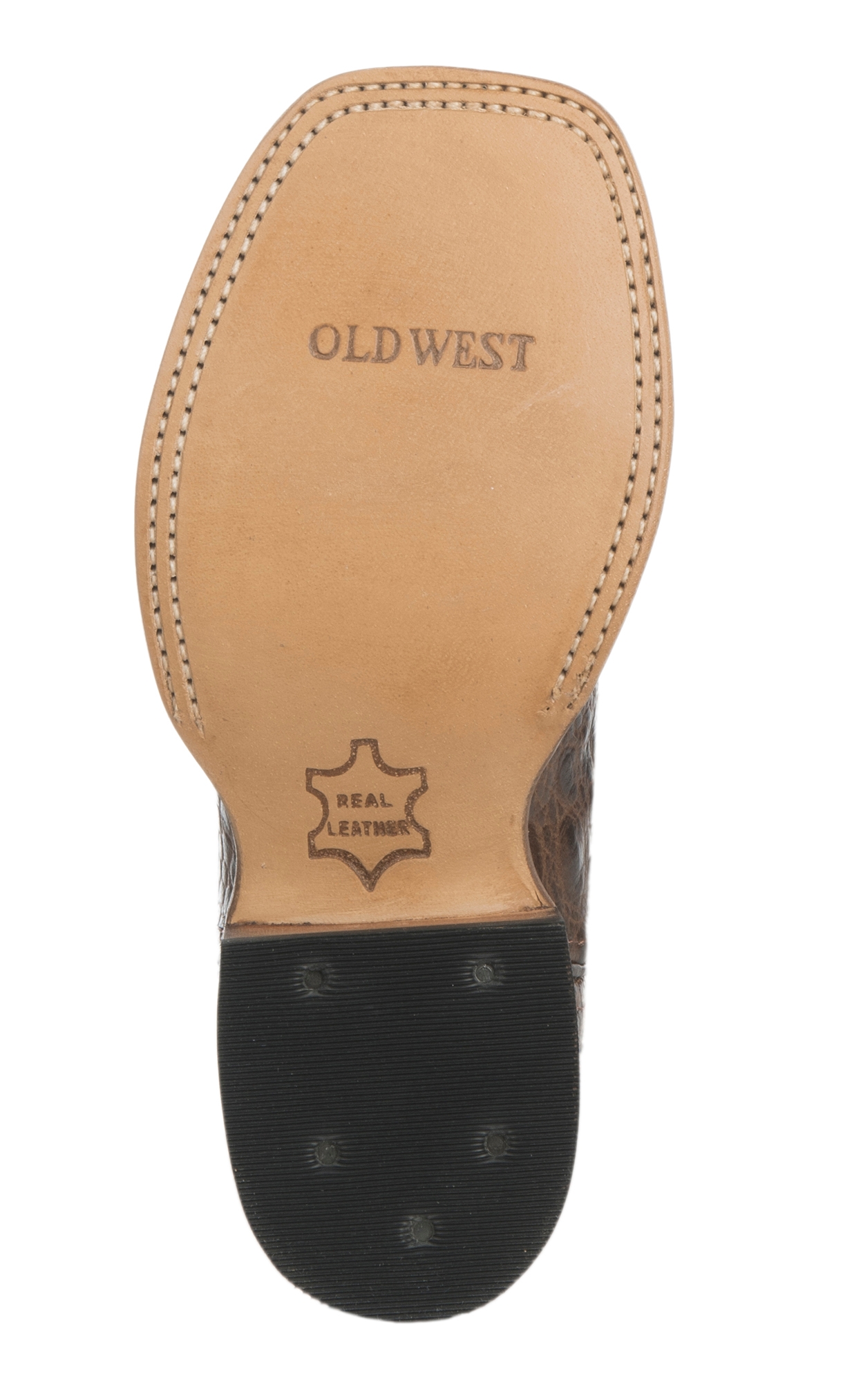 Old West Kids Chocolate Croc Print and Tan Cowboy Square Toe Boot - Image 1