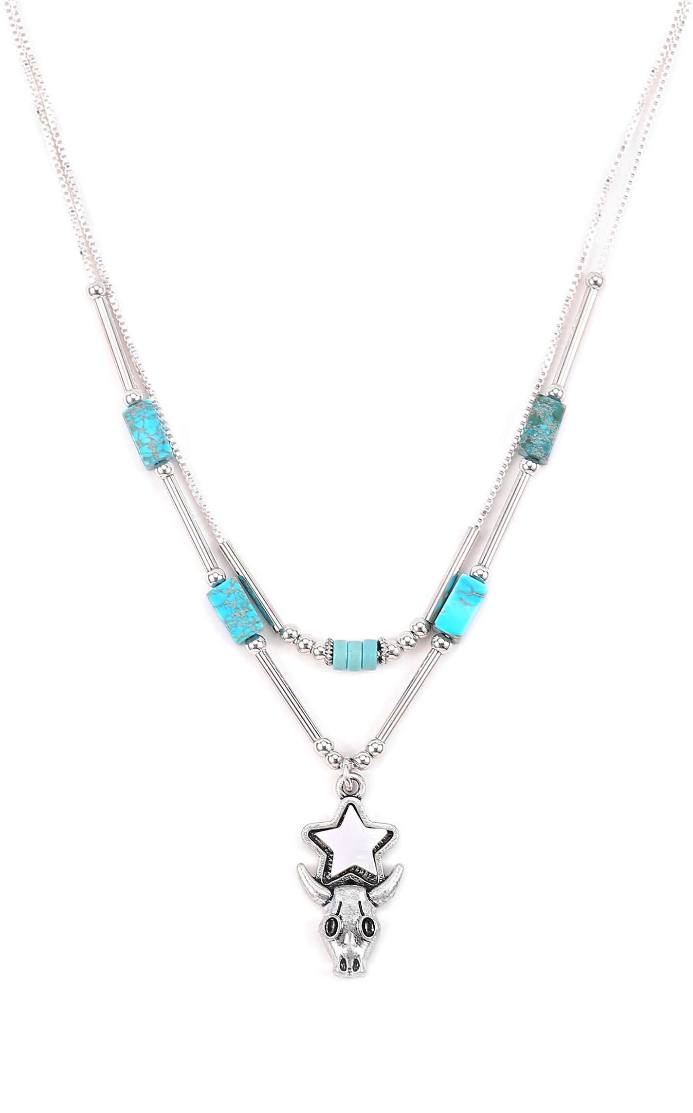 Cowgirl Confetti Silver & Turquoise Empty Island Necklace - Image 1