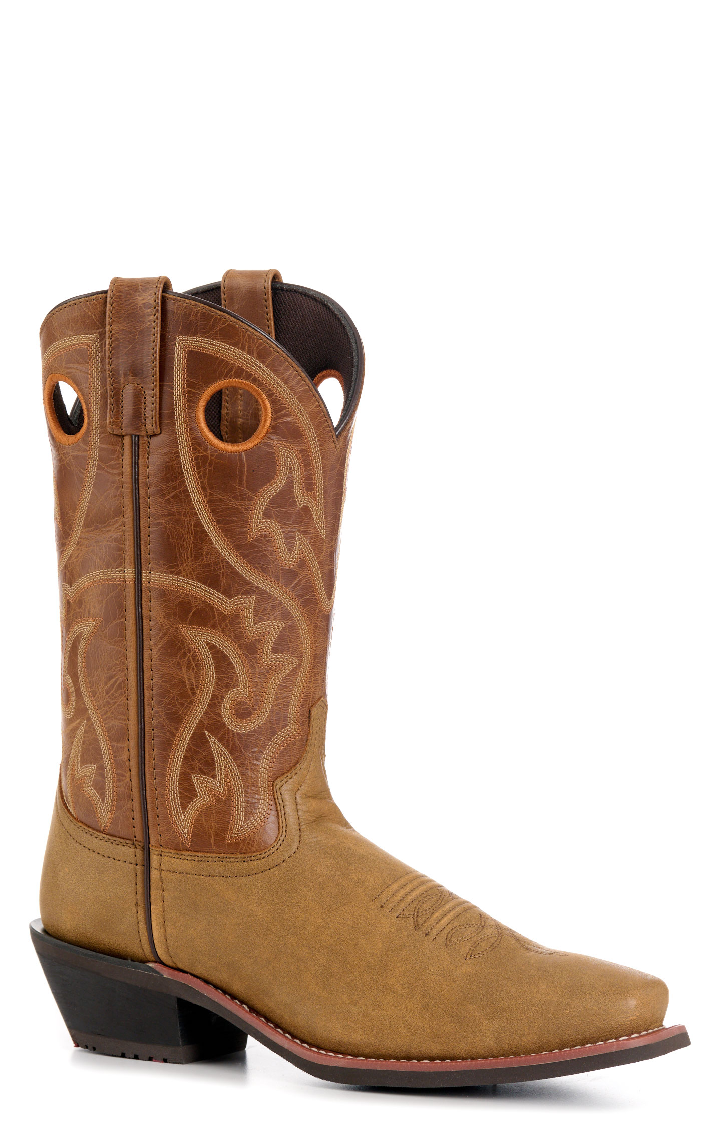 Laredo Men’s Tan Frontier Punchy Square Toe Cowboy Boots - Image 1