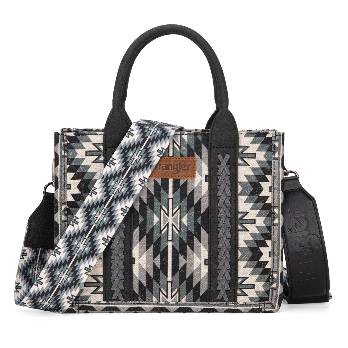 Wrangler Women's Black & Gray Aztec Print Crossbody Tote Bag - Image 1