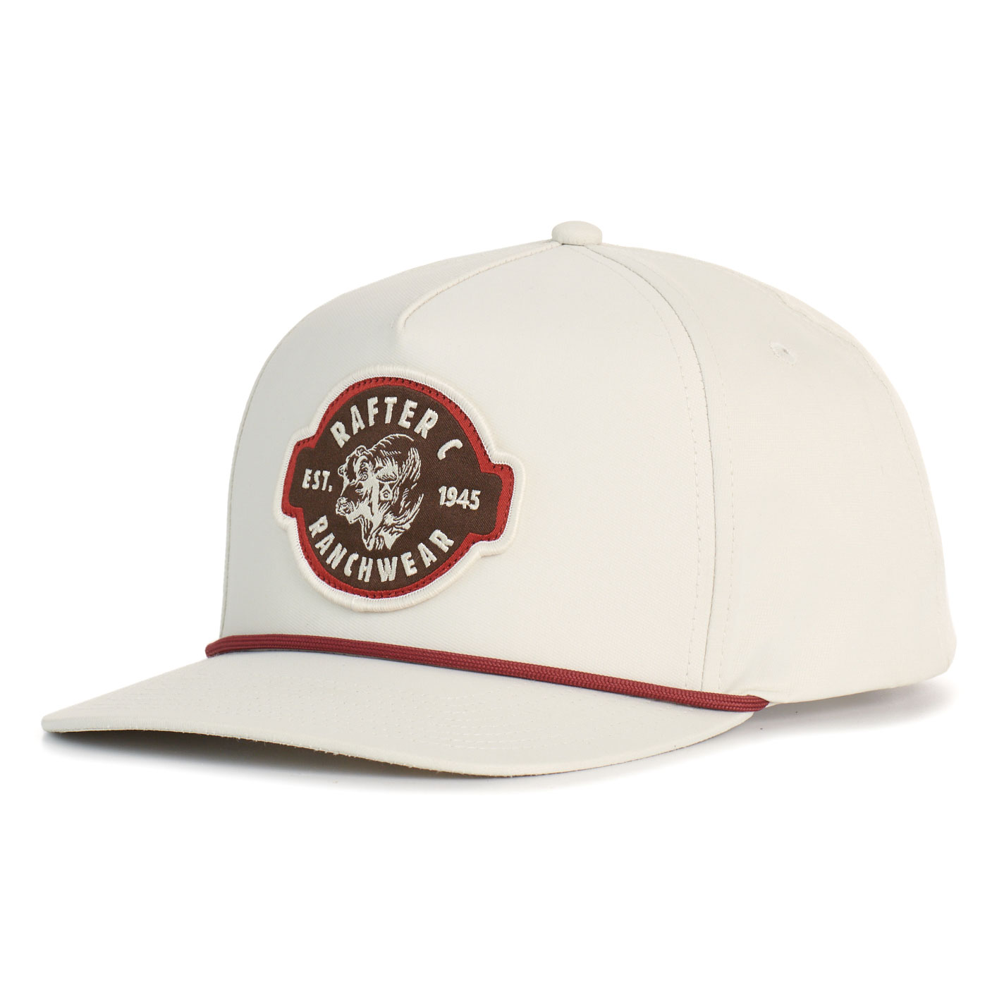 Rafter C Men's Tan & Red Banner Patch Curved Bill Cap - Image 1