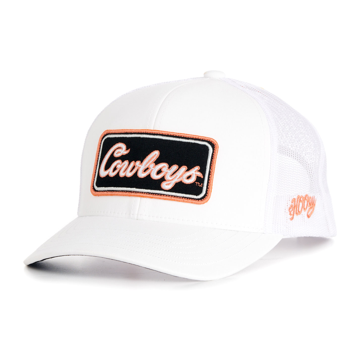 Hooey Collegiate Collection White OSU Cowboys Curved Bill Patch Cap - Image 1