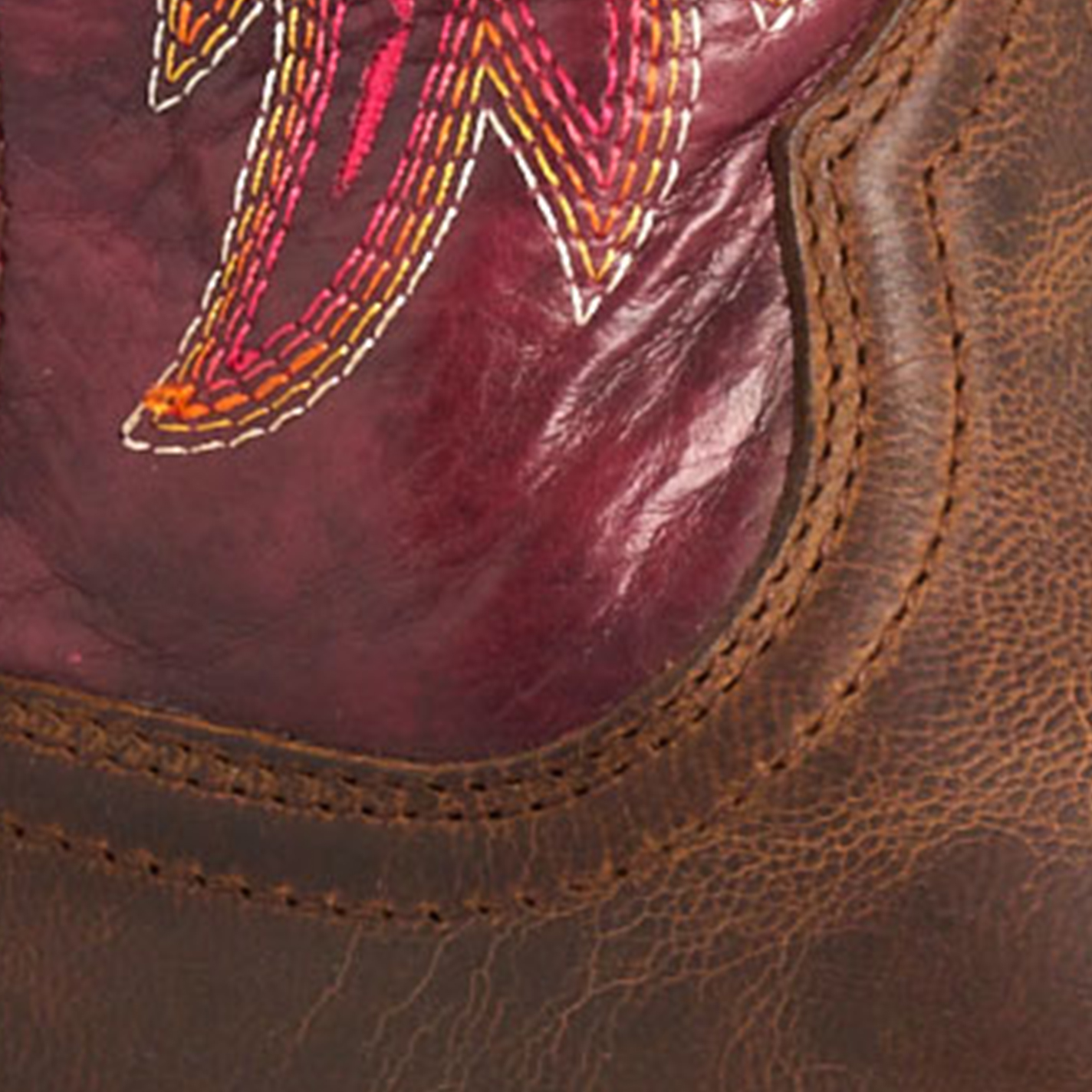 Ariat Women's Worn Mocha and Raspberry Round Up Back Zip Wide Square Toe Cowboy Boots - Image 1