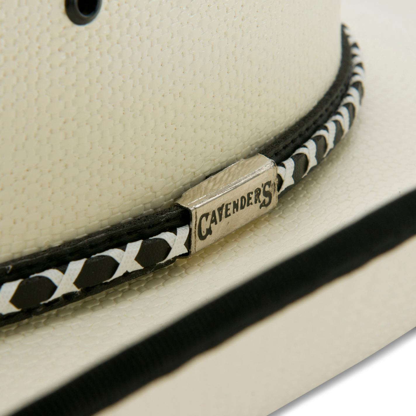 Cavender's Ivory Vented with Black Bound Edge Straw Cowboy Hat - Image 1