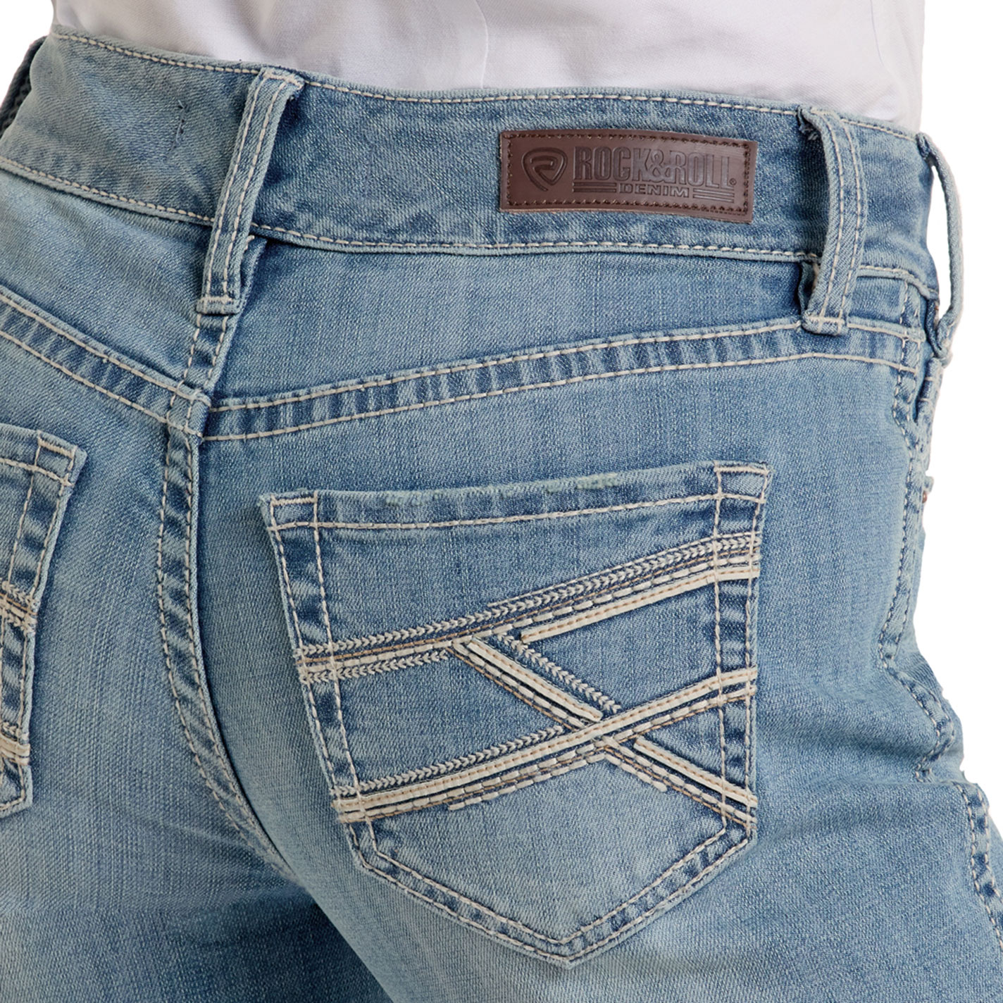 Rock & Roll Women's Criss Cross Embroidered Riding Jeans - Image 1