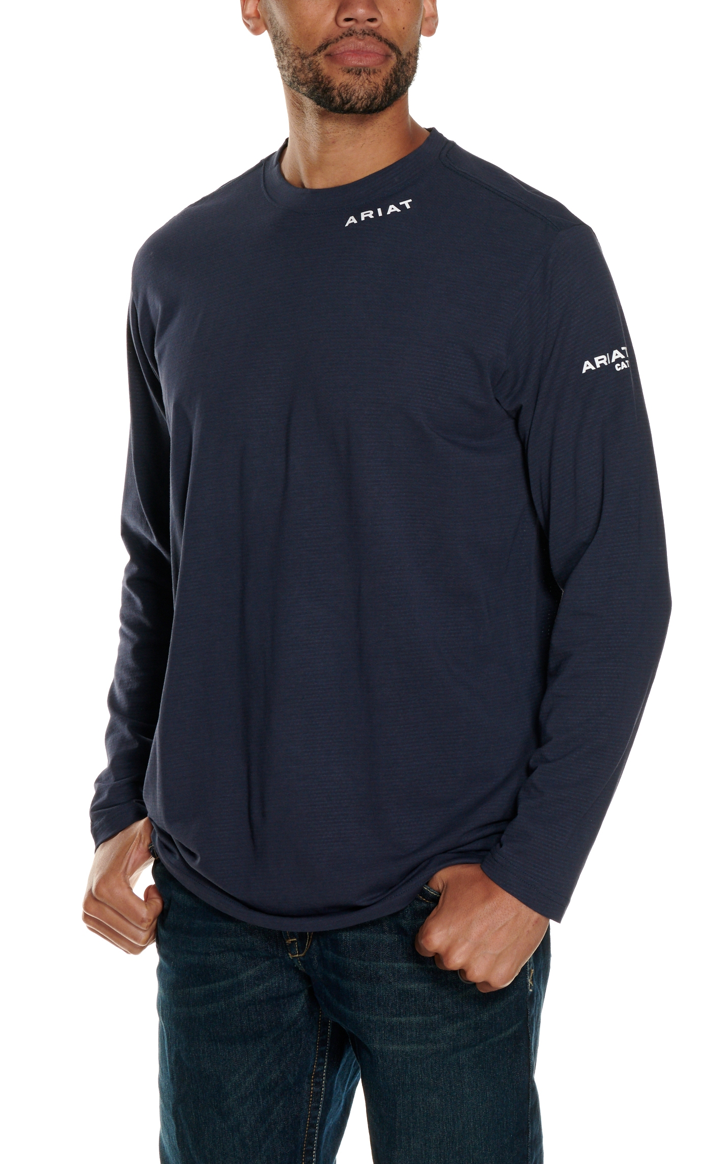 Ariat Men's Base Layer Navy FR Long Sleeve T-Shirt - Image 1