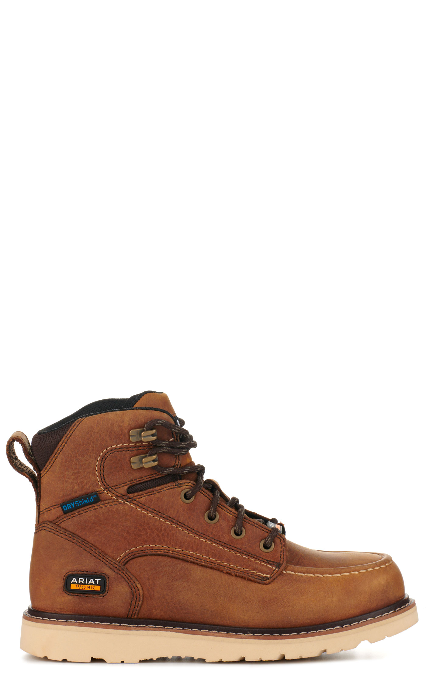 Ariat Women's Rebar Wedge Antique Brown Waterproof Round Composite Toe Lace Up Work Boots - Image 1