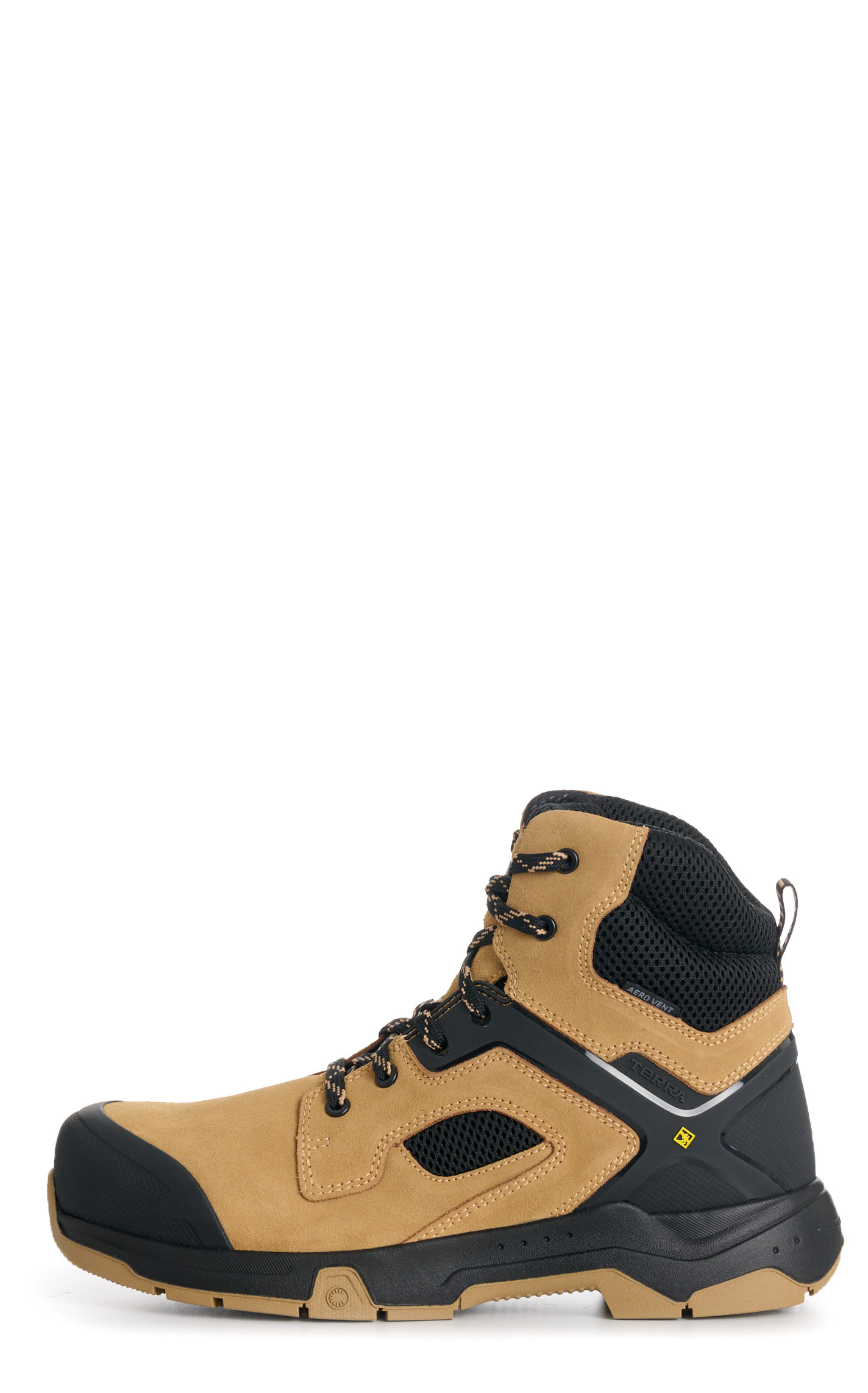 Terra Men’s Tan Suede and Black Cobalt 6” Composite Toe Safety Work Boots - Image 1