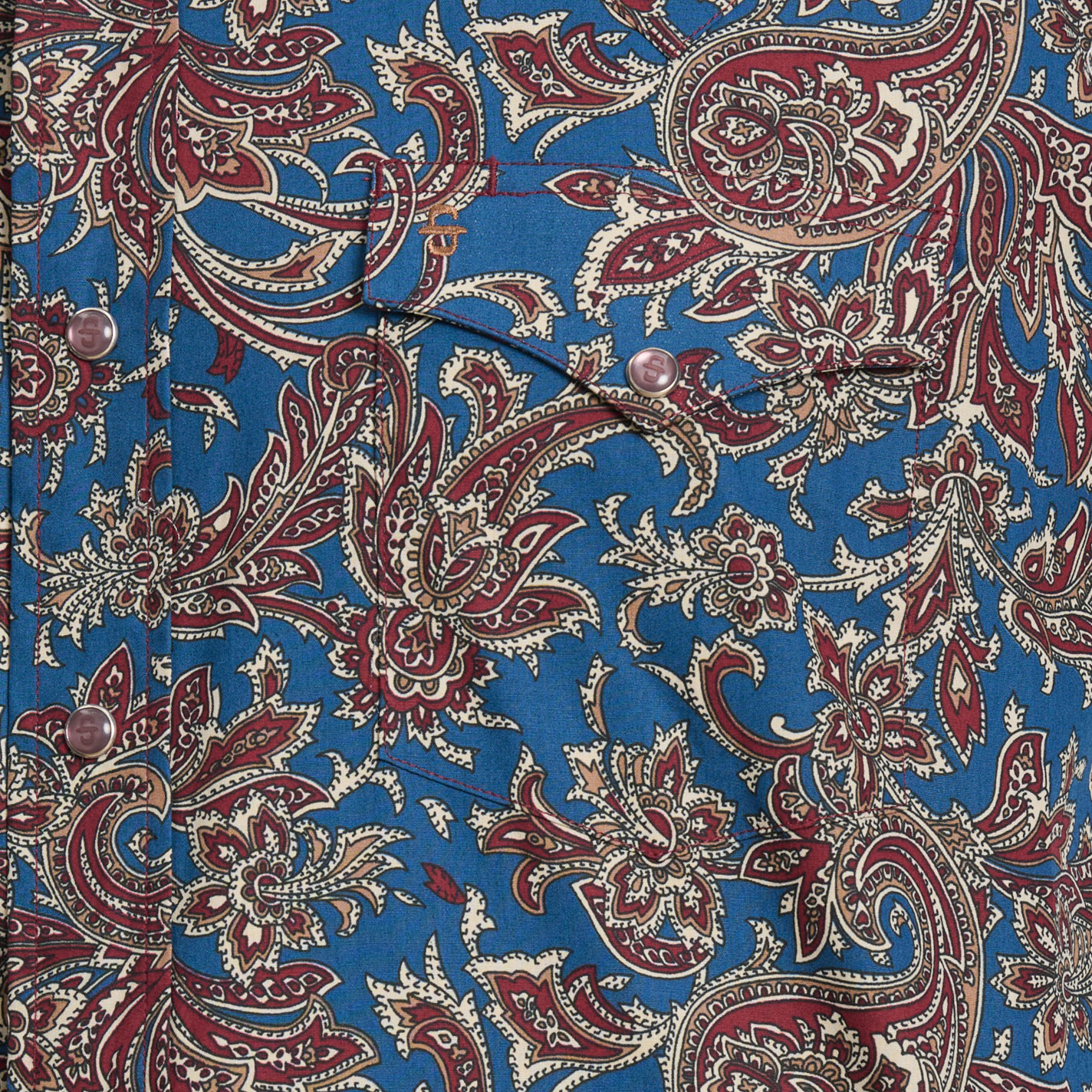 Stetson Men's Aegean Blue & Wine Floral Paisley Western Shirt - Image 1