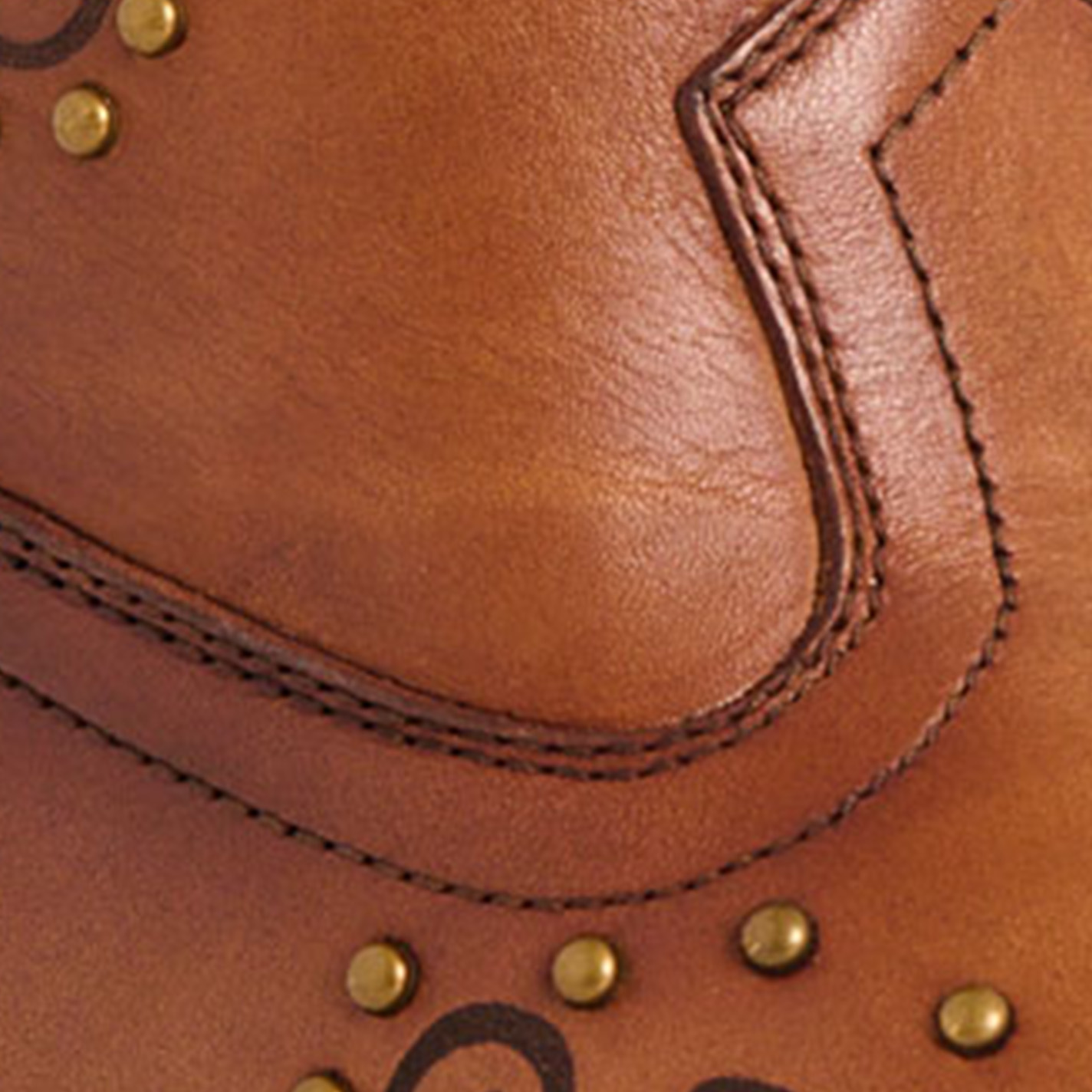 Rockin' C Women’s Peanut & Laser Floral Design Leather Snip Toe Cowboy Boots - Image 1