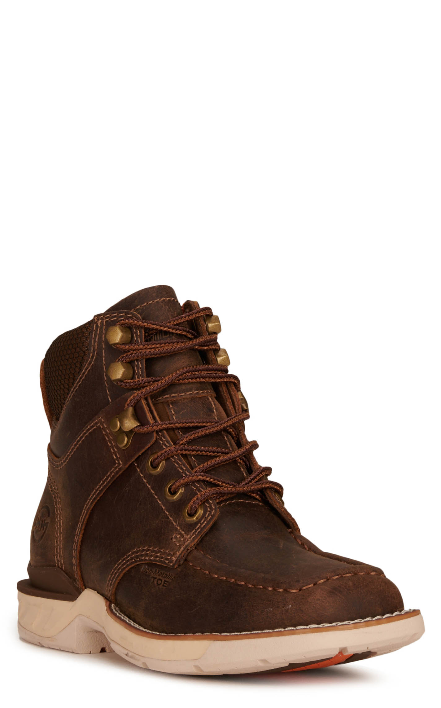 Double H Women's Neutral Sand Brown Waterproof Wide Square Composite Toe Lace Up Shoe - Image 1