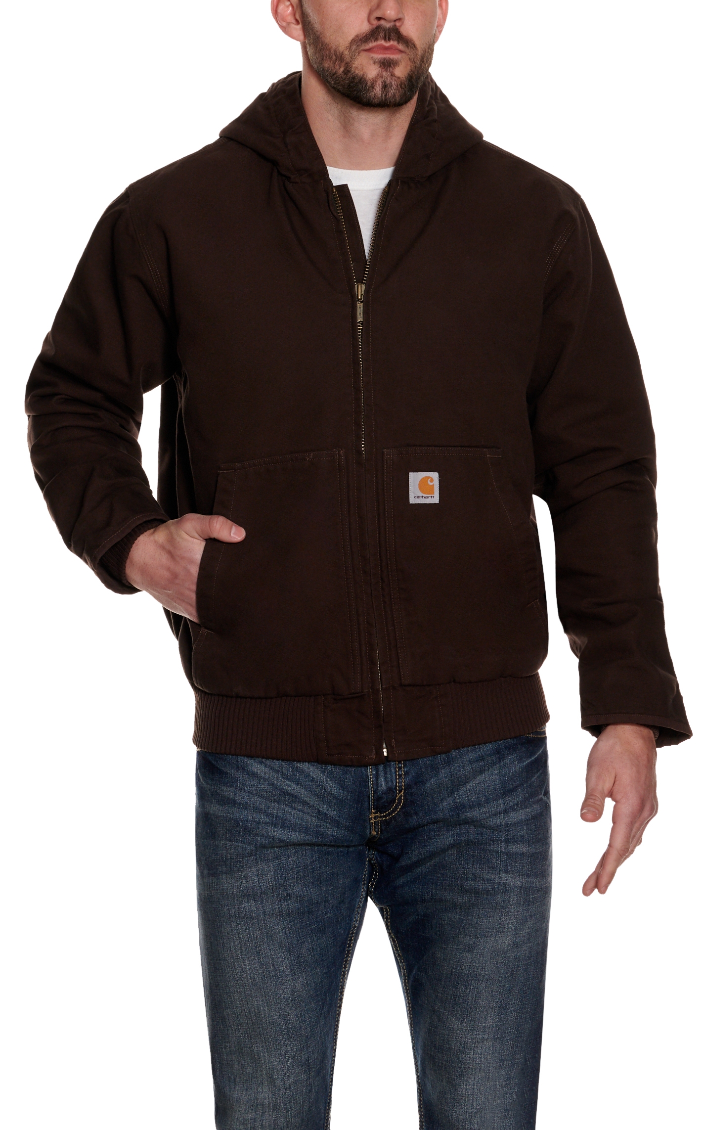 Carhartt Men's Dark Brown Washed Duck Loose Fit Insulated Active Jacket - Image 1