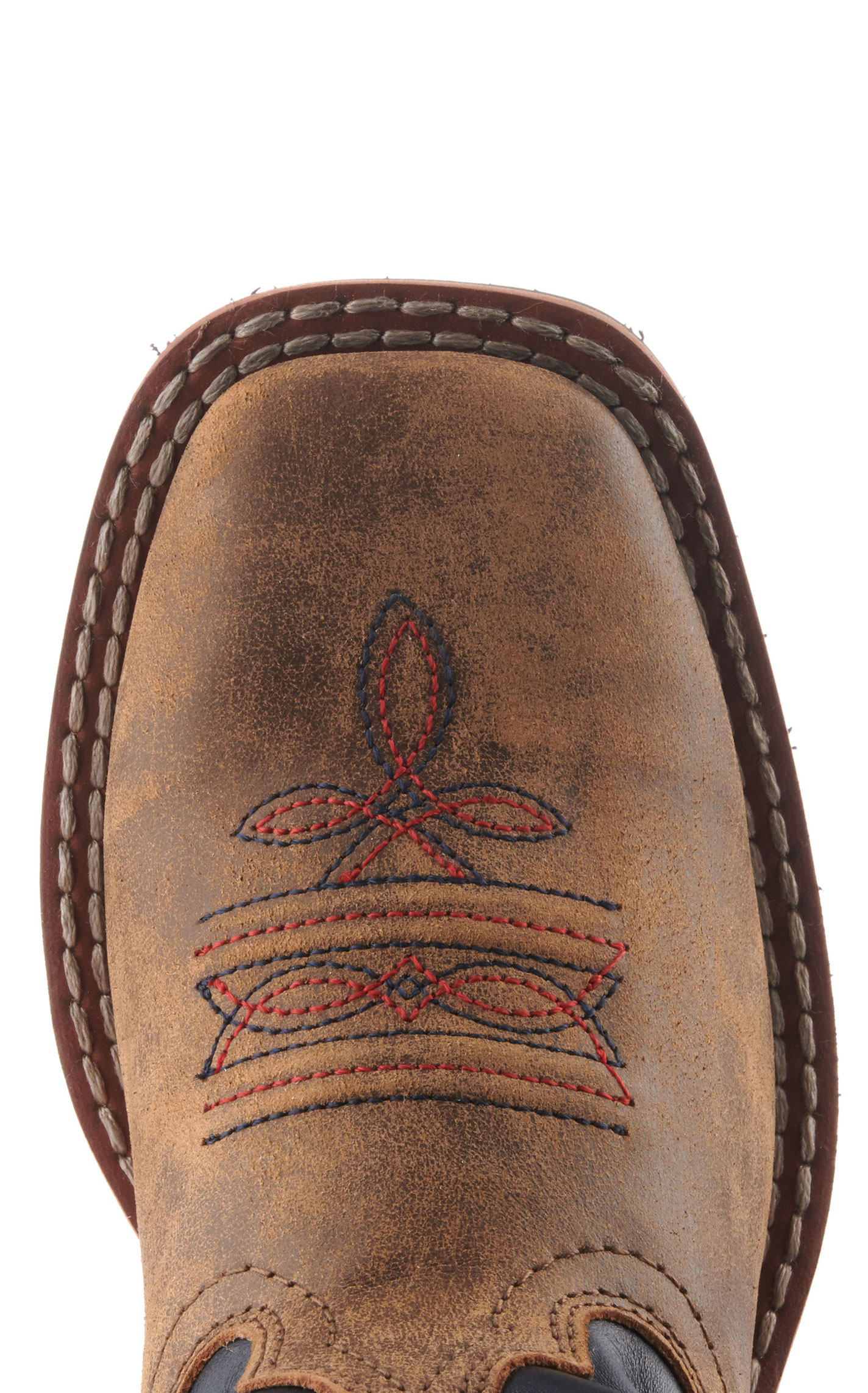 Smoky Mountain Youth Distressed Brown and USA Flag Square Toe Cowboy Boots - Image 1