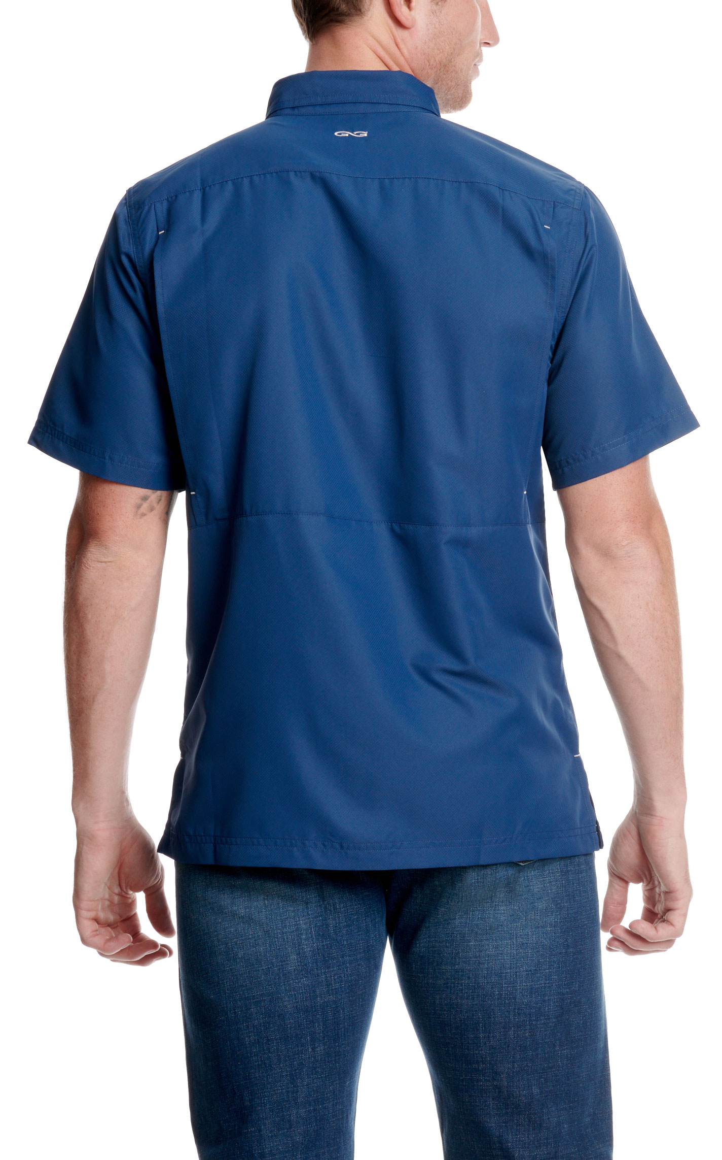 GameGuard Outdoors Men's Deep Water Blue MicroFiber Fishing Shirt - Image 1