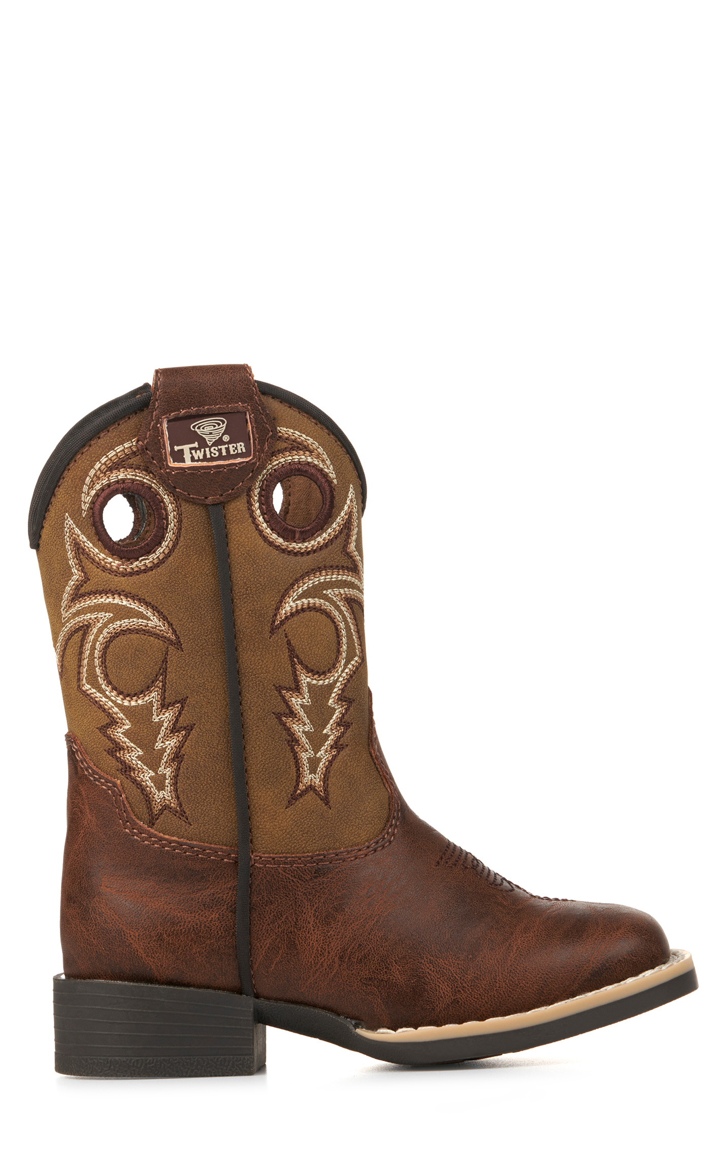 Twister Toddler Jasper Brown and Tan Wide Square Toe Cowboy Boots - Image 1