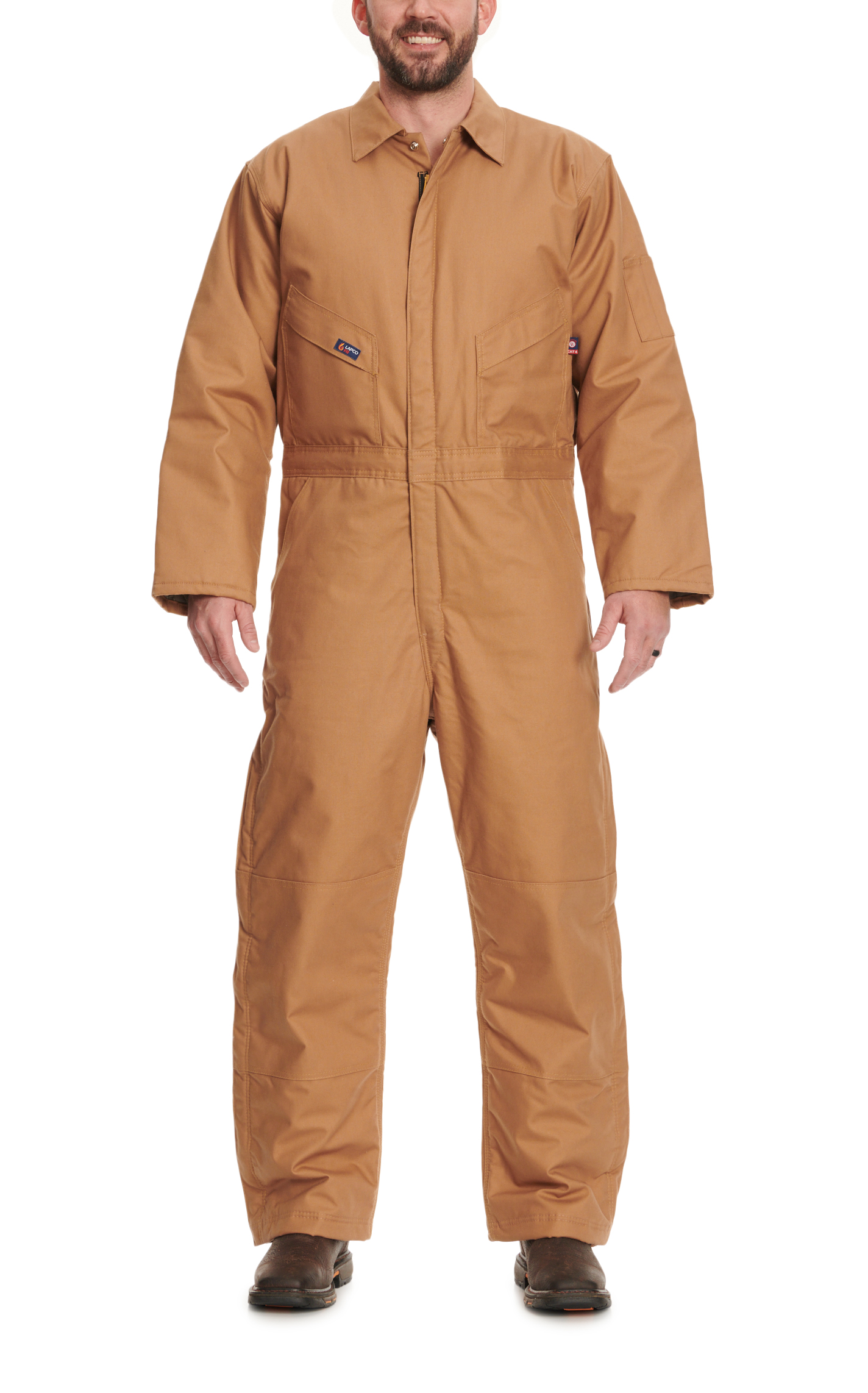Lapco FR Cinnamon Brown 9 oz. Insulated Wind-Shielding Coveralls - Image 4