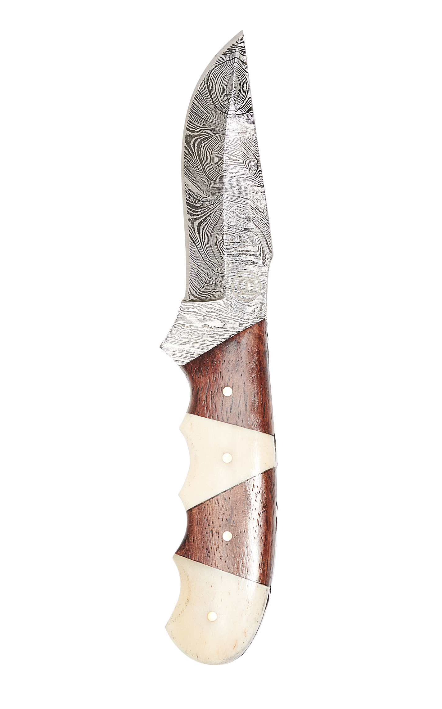 Circle SH Cutlery Bone & Wood Damascus Steel Fixed Blade Knife & Sheath - Image 2