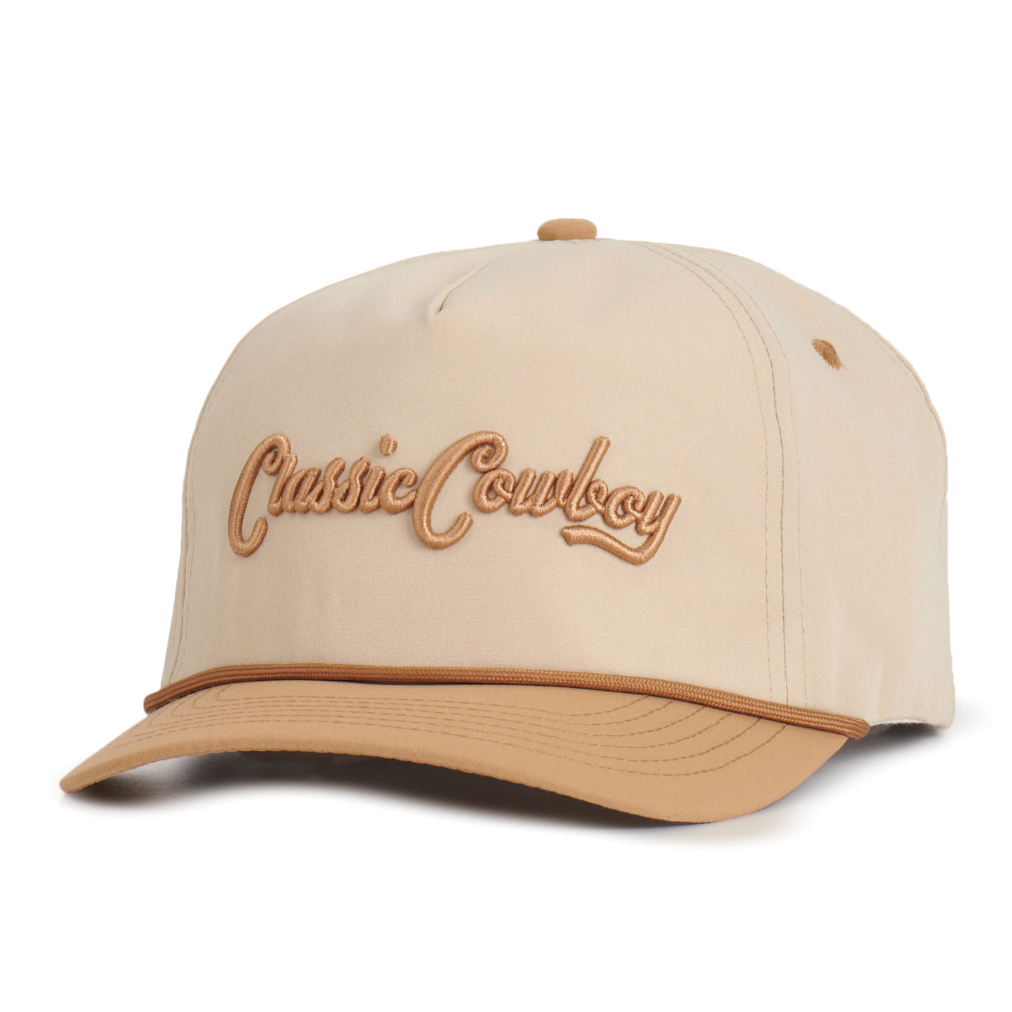 Classic Cowboy Cream and Tan Lambert Brand Embroidered Snapback Cap - Image 1