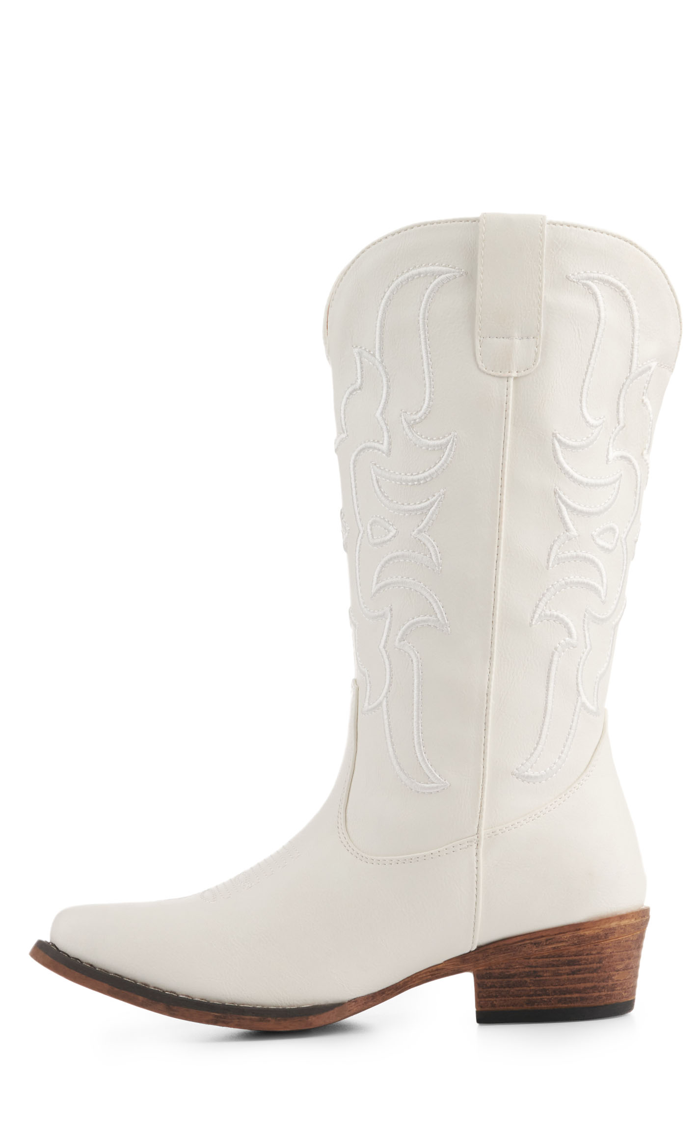 Roper Women's Riley Cord White Faux Leather Snip Toe Cowboy Boots - Image 1