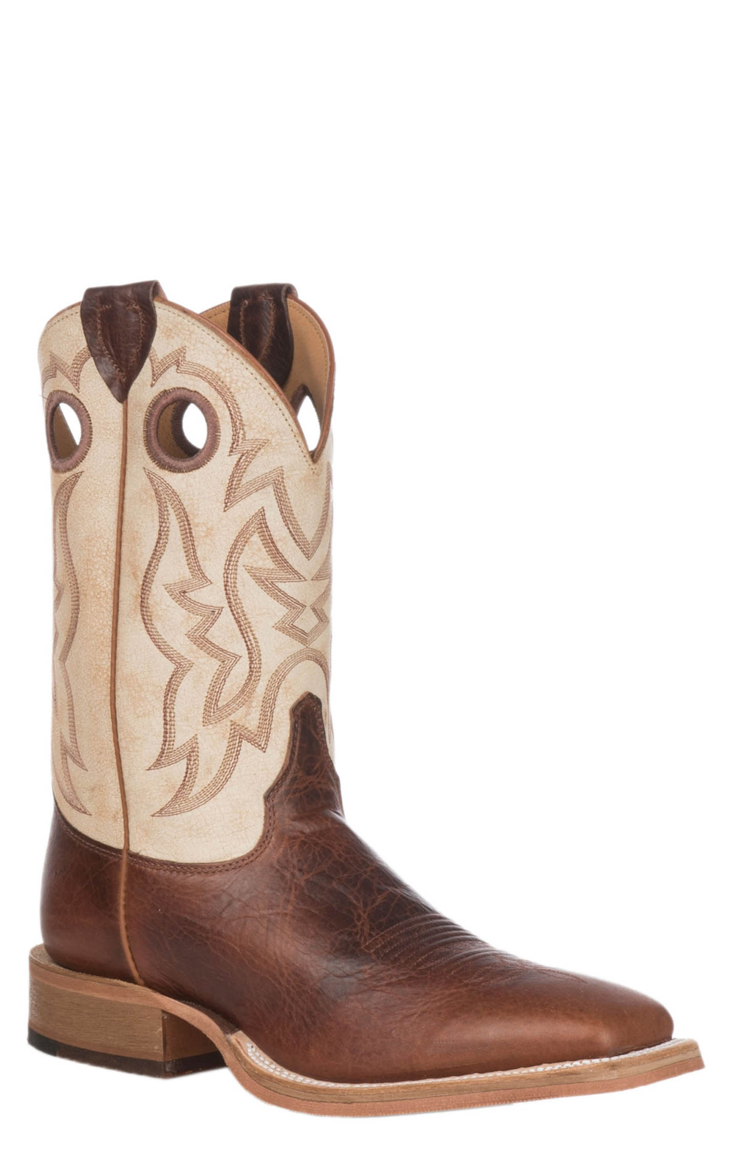 Justin Men's Bent Rail Performance Caddo Brown Cognac and Desert Bone Wide Square Toe Cowboy Boot - Image 1