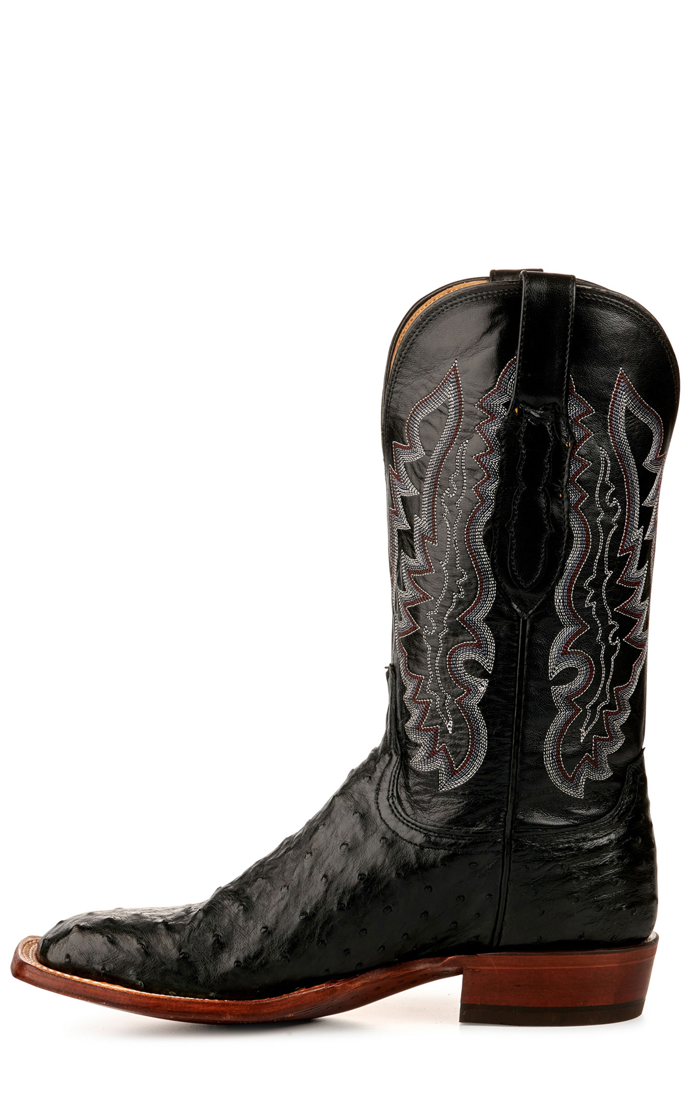 Lucchese Men's Black Full Quill Ostrich Wide Square Toe Exotic Cowboy Boots - Image 1