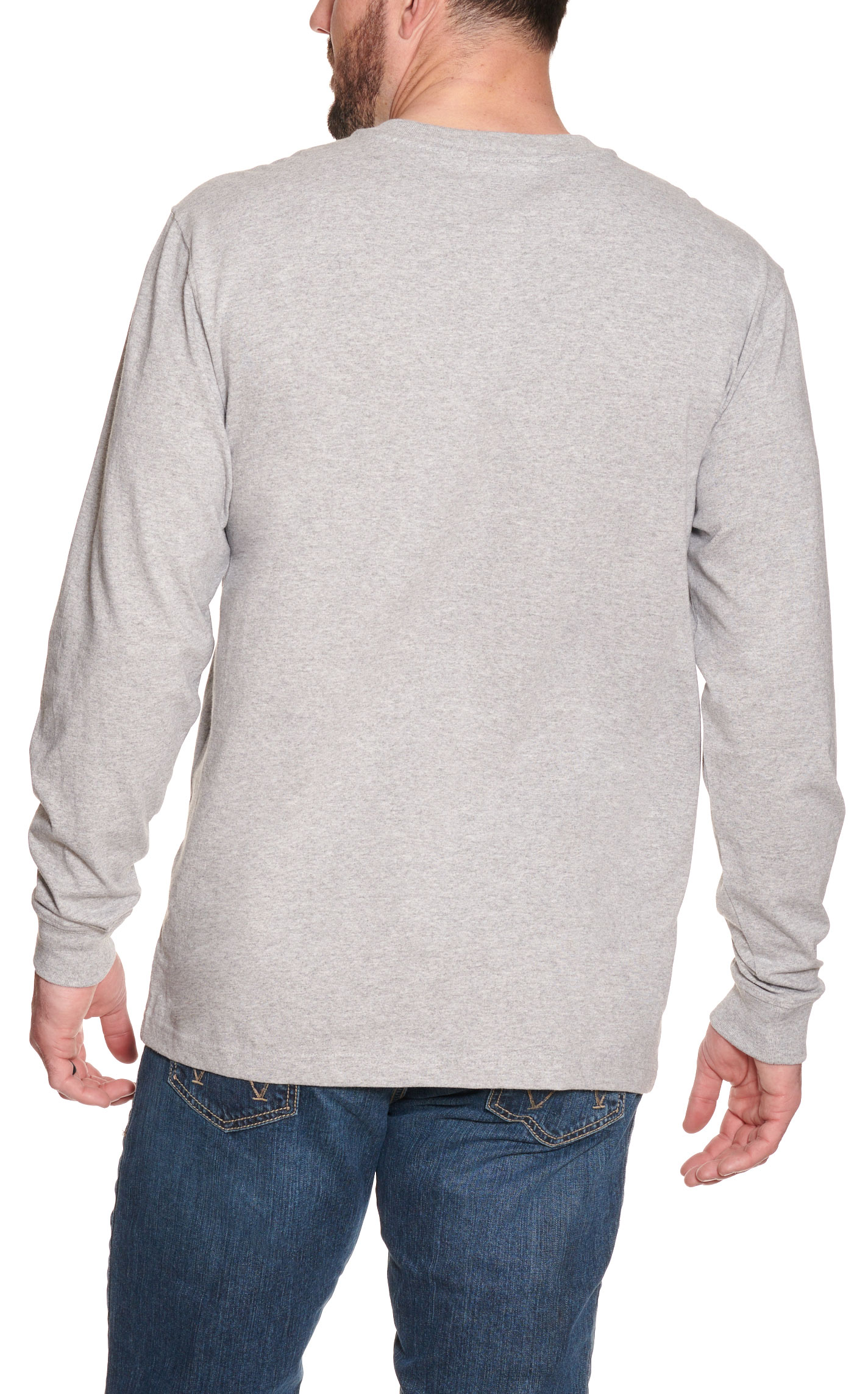 Carhartt Men's Heather Gray Loose Fit Heavyweight Long Sleeve Henley T-Shirt - Image 1