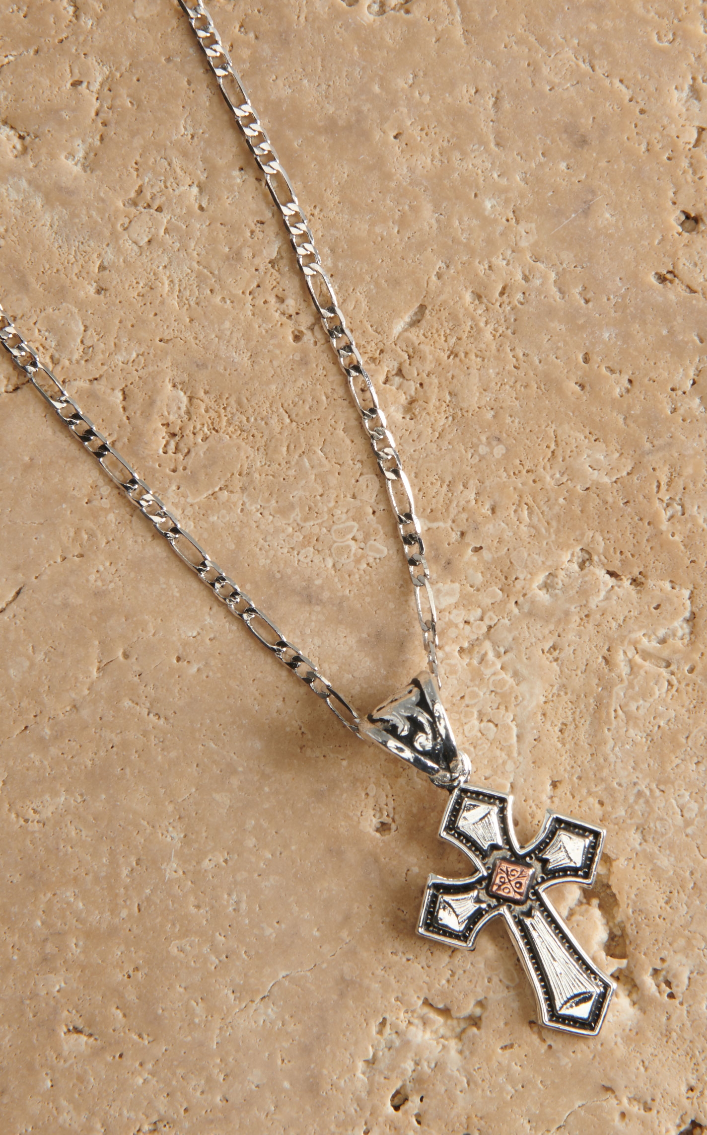 Montana Silversmiths Antiqued Silver with Copper Cross Necklace - Image 1