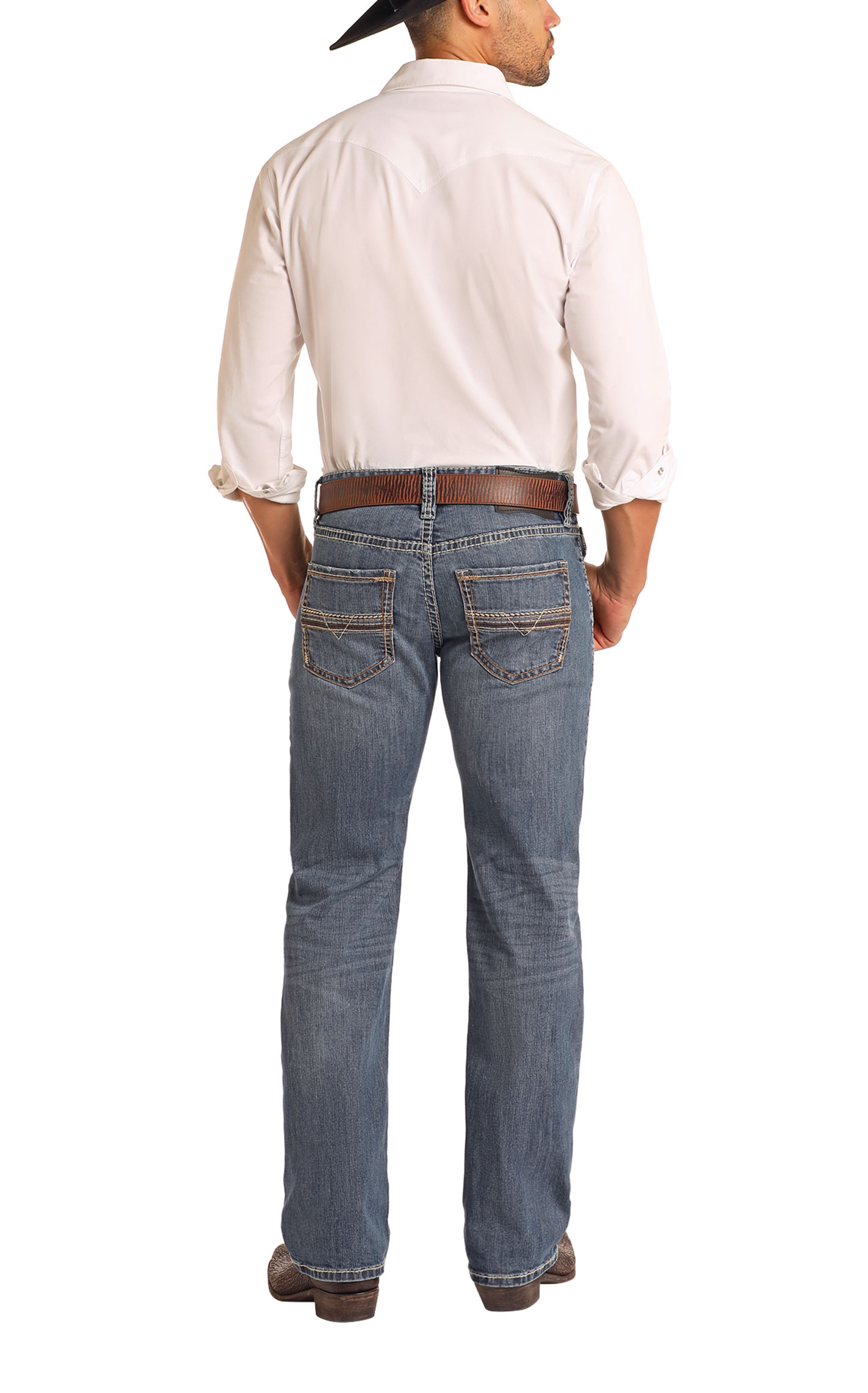 Rock & Roll Denim Men's Pistol Medium Wash Straight Jeans - Image 1