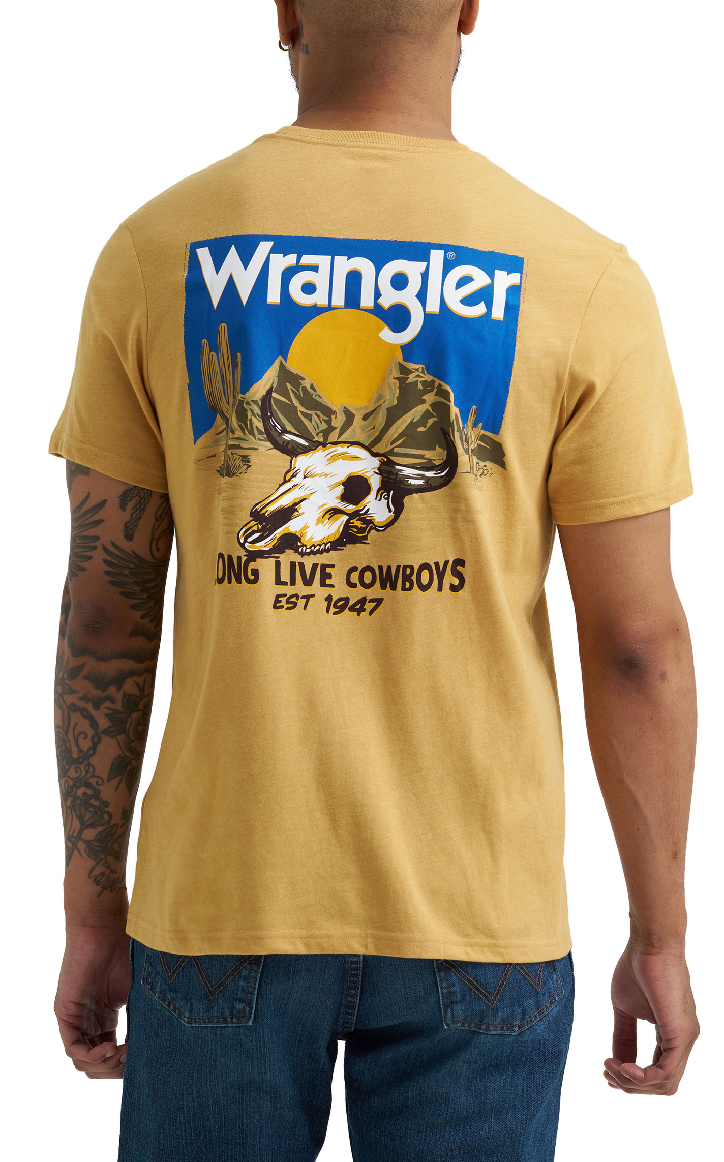 Wrangler Men's Yellow Long Live Cowboys Graphic T-Shirt - Image 1