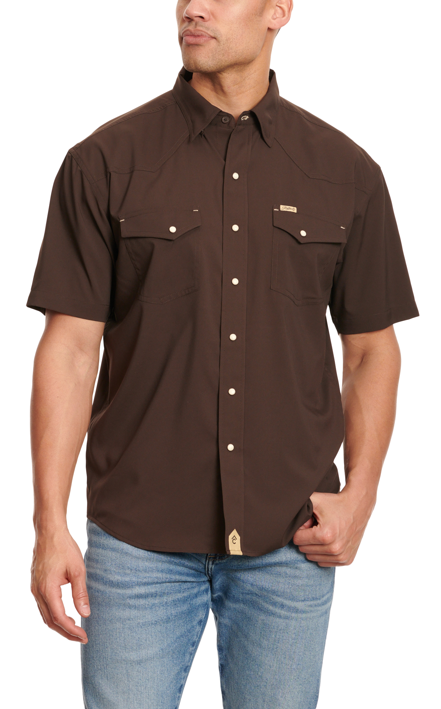 Rafter C Outdoors Men's Angler Chocolate Short Sleeve Fishing Shirt - Image 2
